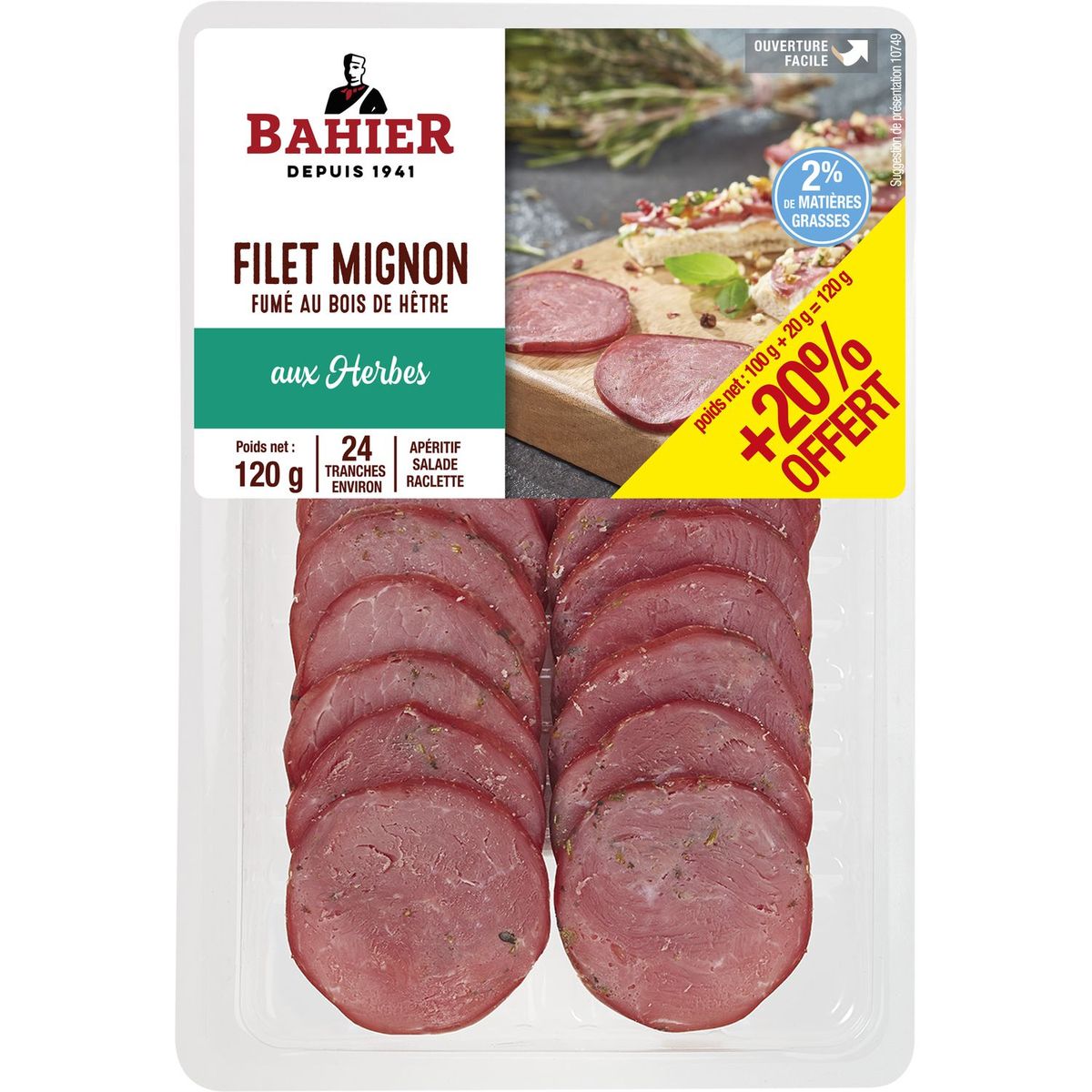 BAHIER Bahier filet mignon fumé aux herbes 100g +20%offert