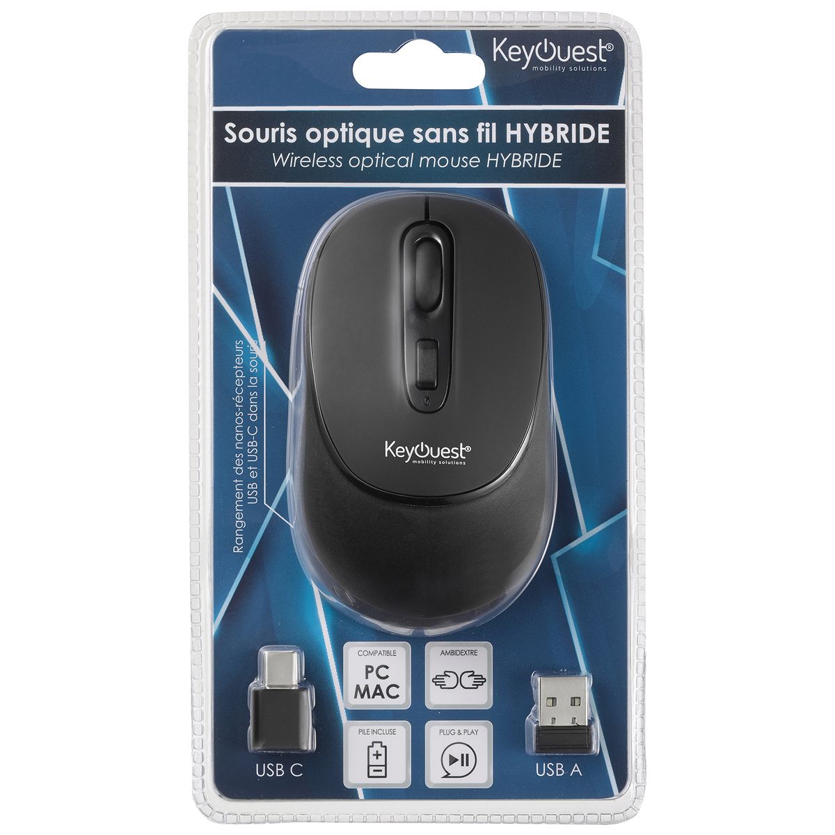 KEYOUEST Souris optique sans fil HYBRIDE