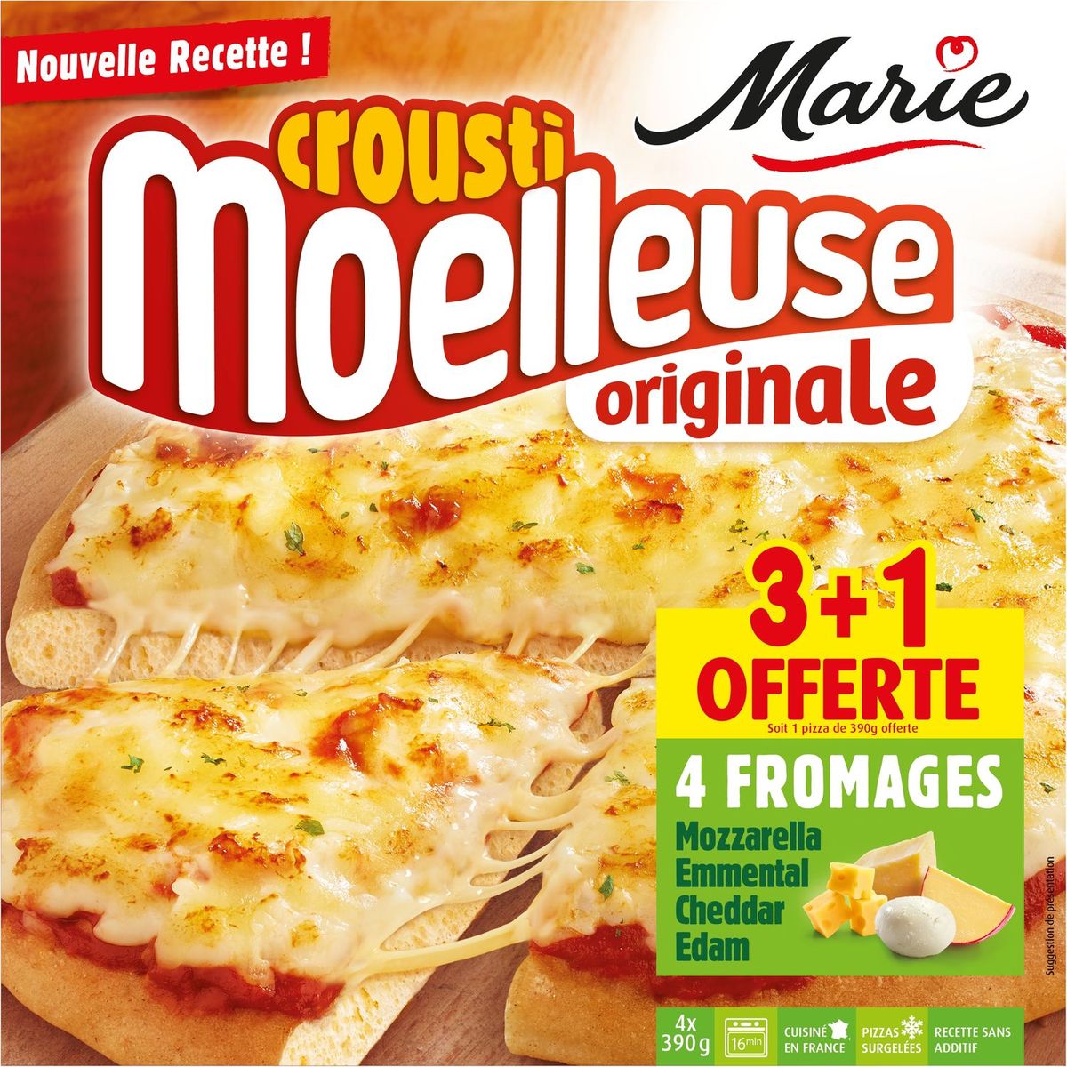 MARIE Marie pizza crousti moelleuse au fromage x3 +1offerte 1,56kg