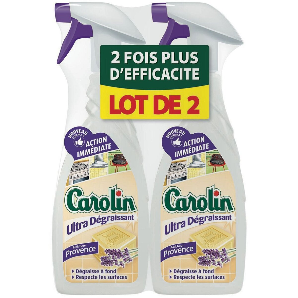 CAROLIN Carolin dégraissant au savon de Marseille spray 2x650ml
