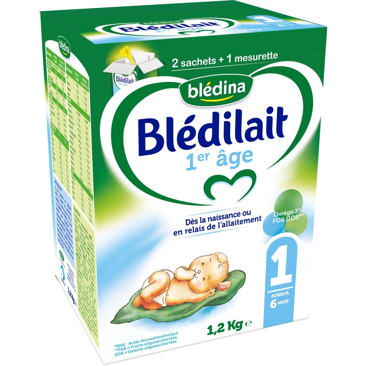 BLEDINA Blédina Blédilait 1 sachet lait 1er âge en poudre dès la naissance 1,2kg 1,2kg