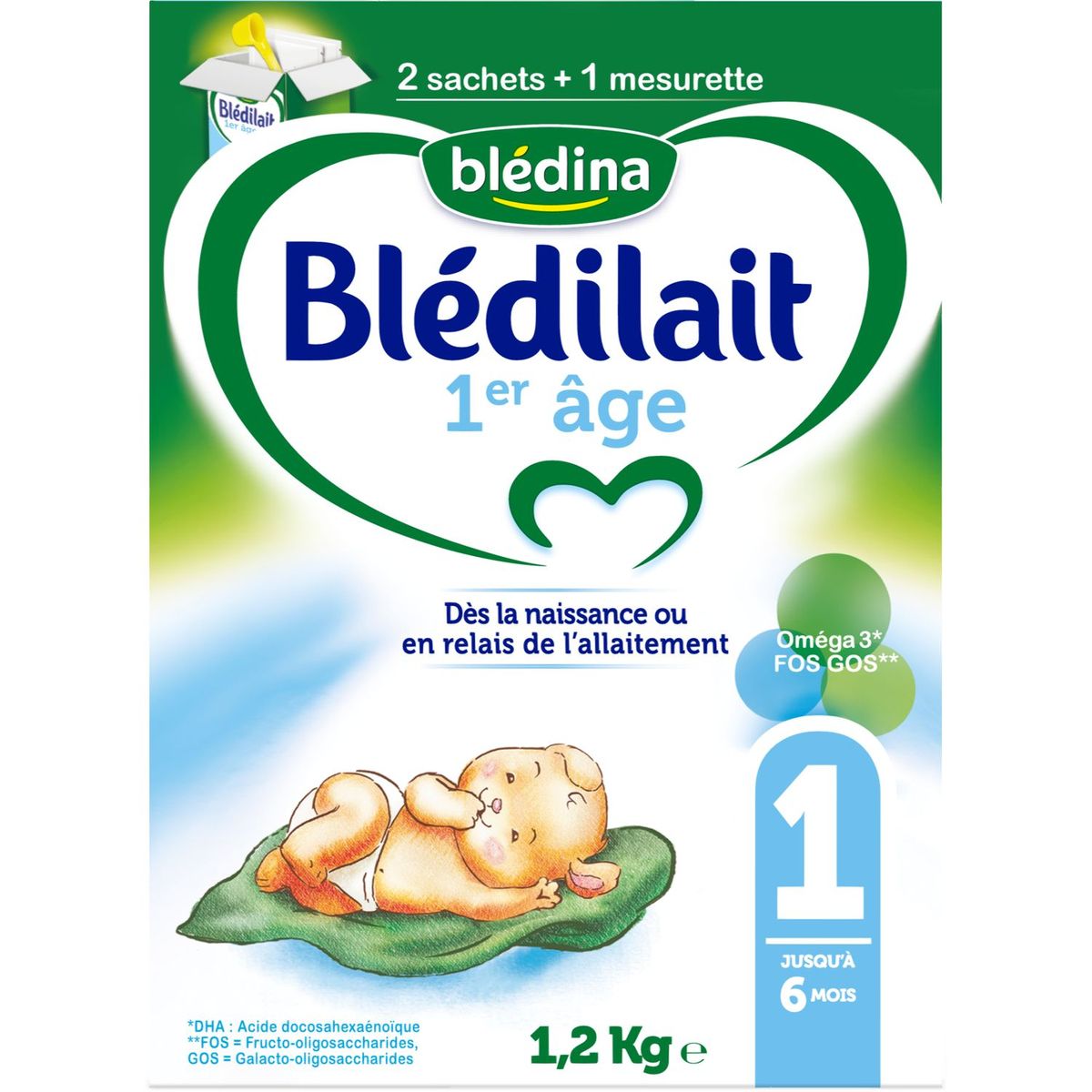 BLEDINA Blédina Blédilait 1 sachet lait 1er âge en poudre dès la naissance 1,2kg 1,2kg