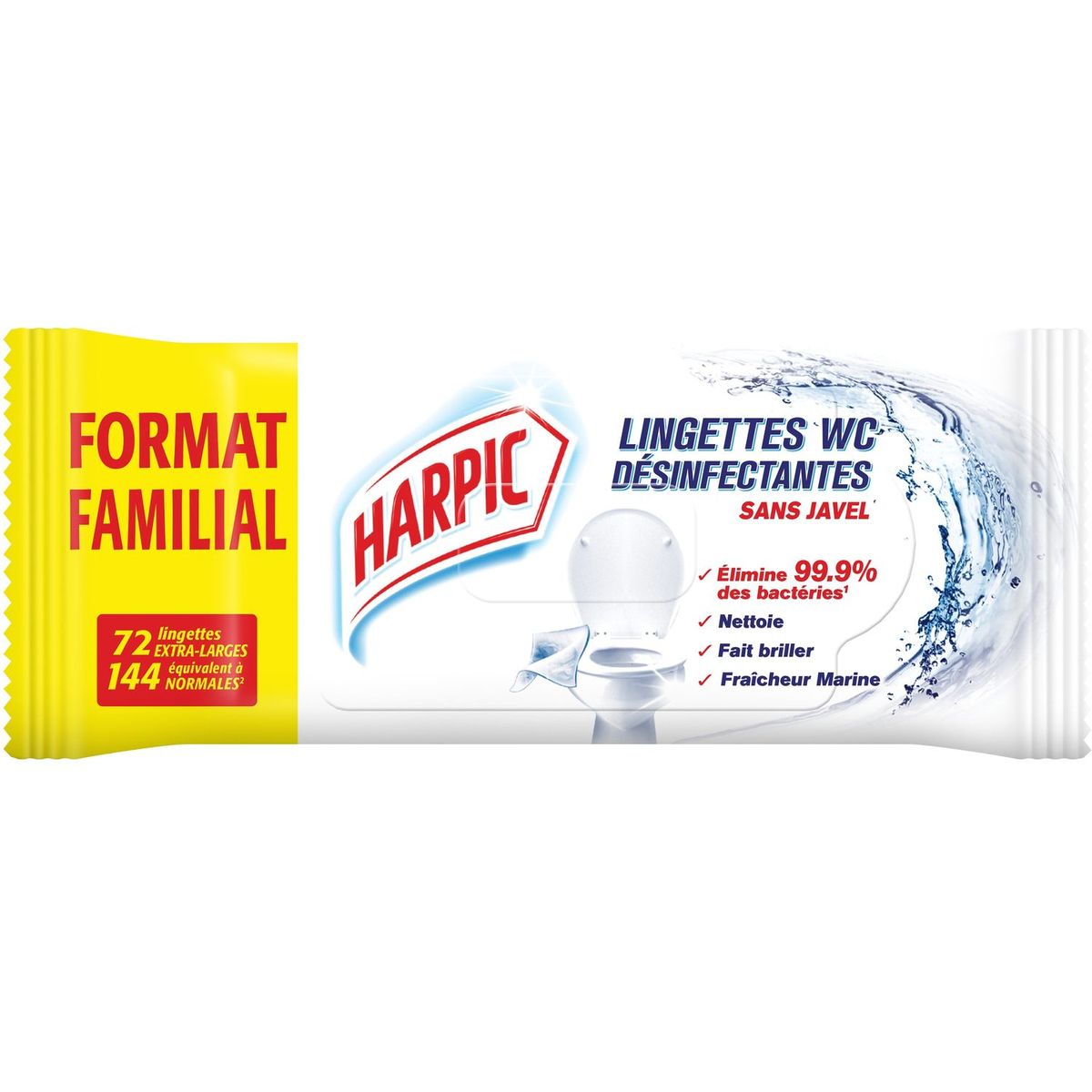 HARPIC Lingettes WC désinfectantes sans javel 72 lingettes