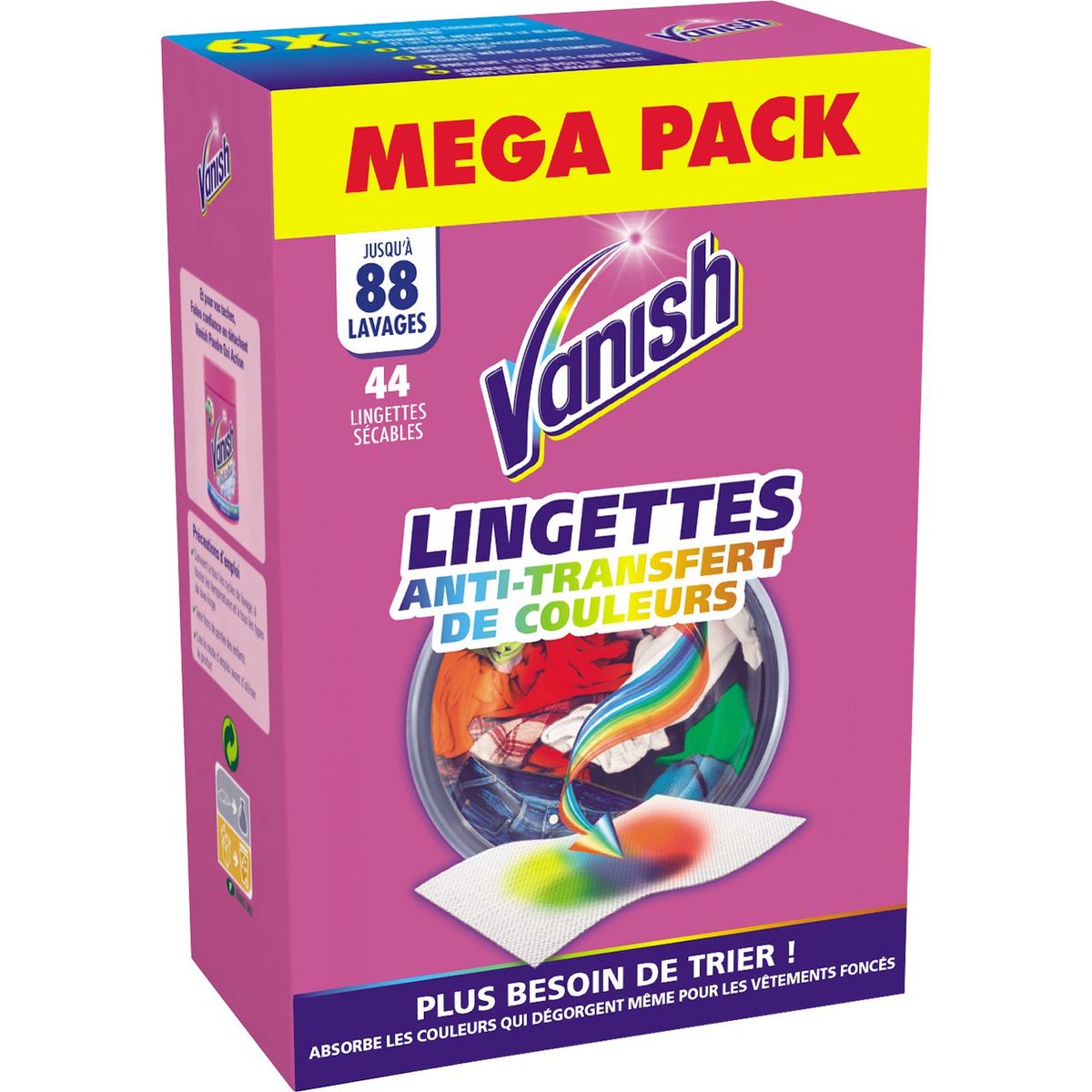 VANISH Vanish lingettes anti transfert de couleurs x44 44 lingettes