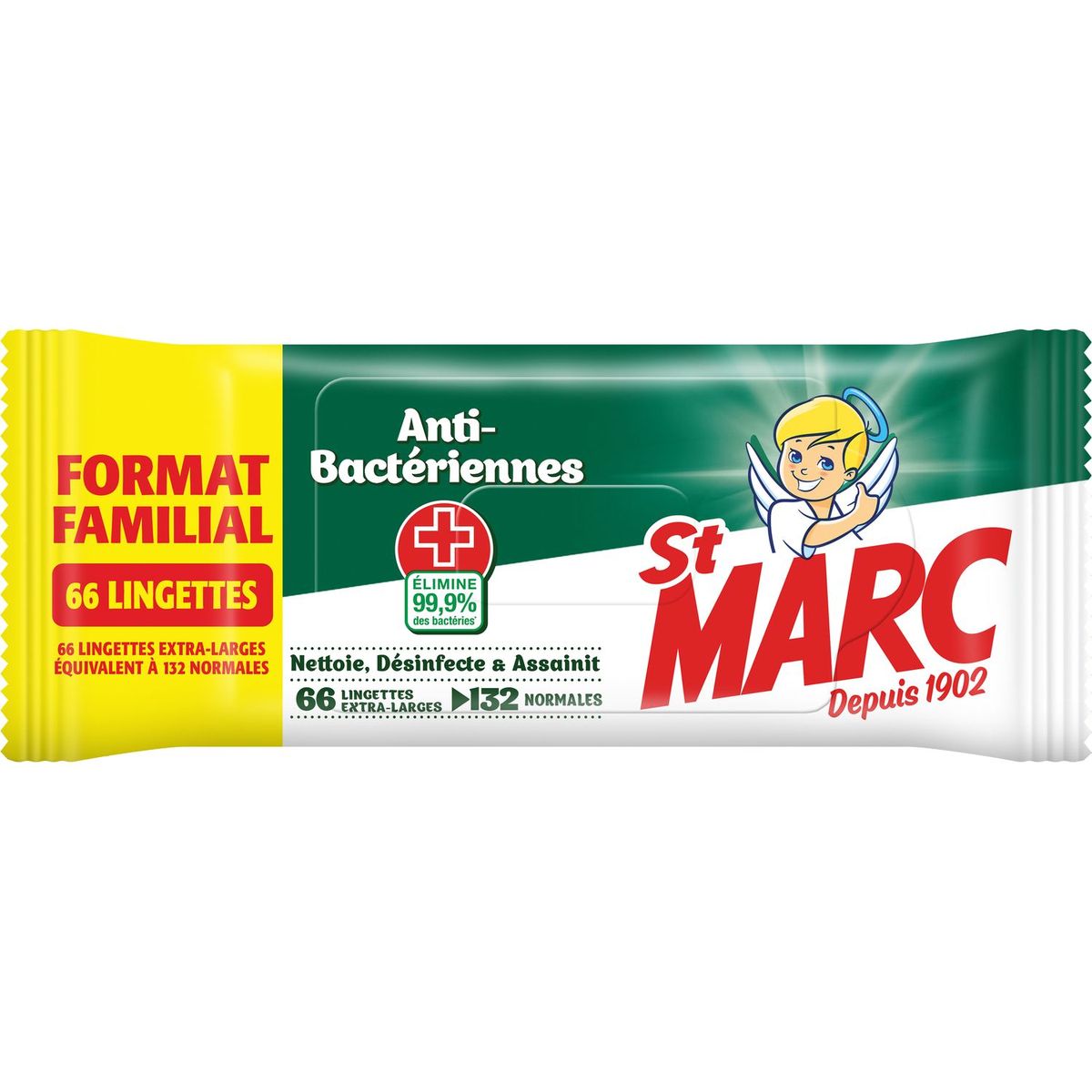 ST MARC St Marc Lingettes nettoyantes anti-bactériennes x66 66 lingettes
