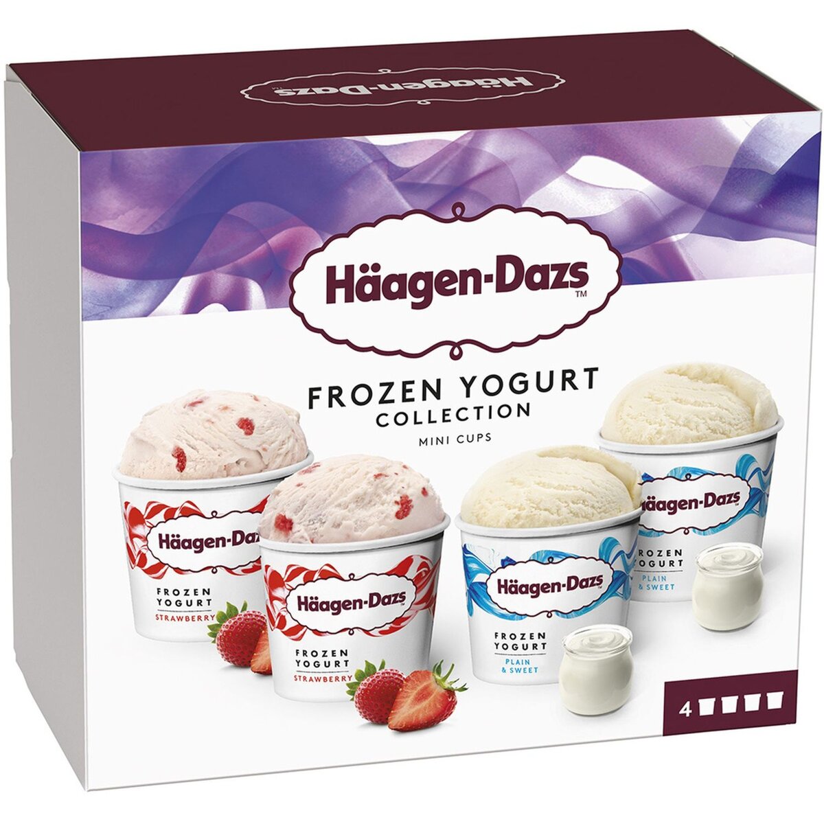 HAAGEN DAZS Häagen-Dazs Mini pot frozen yogurt 324g 4 mini pots 324g