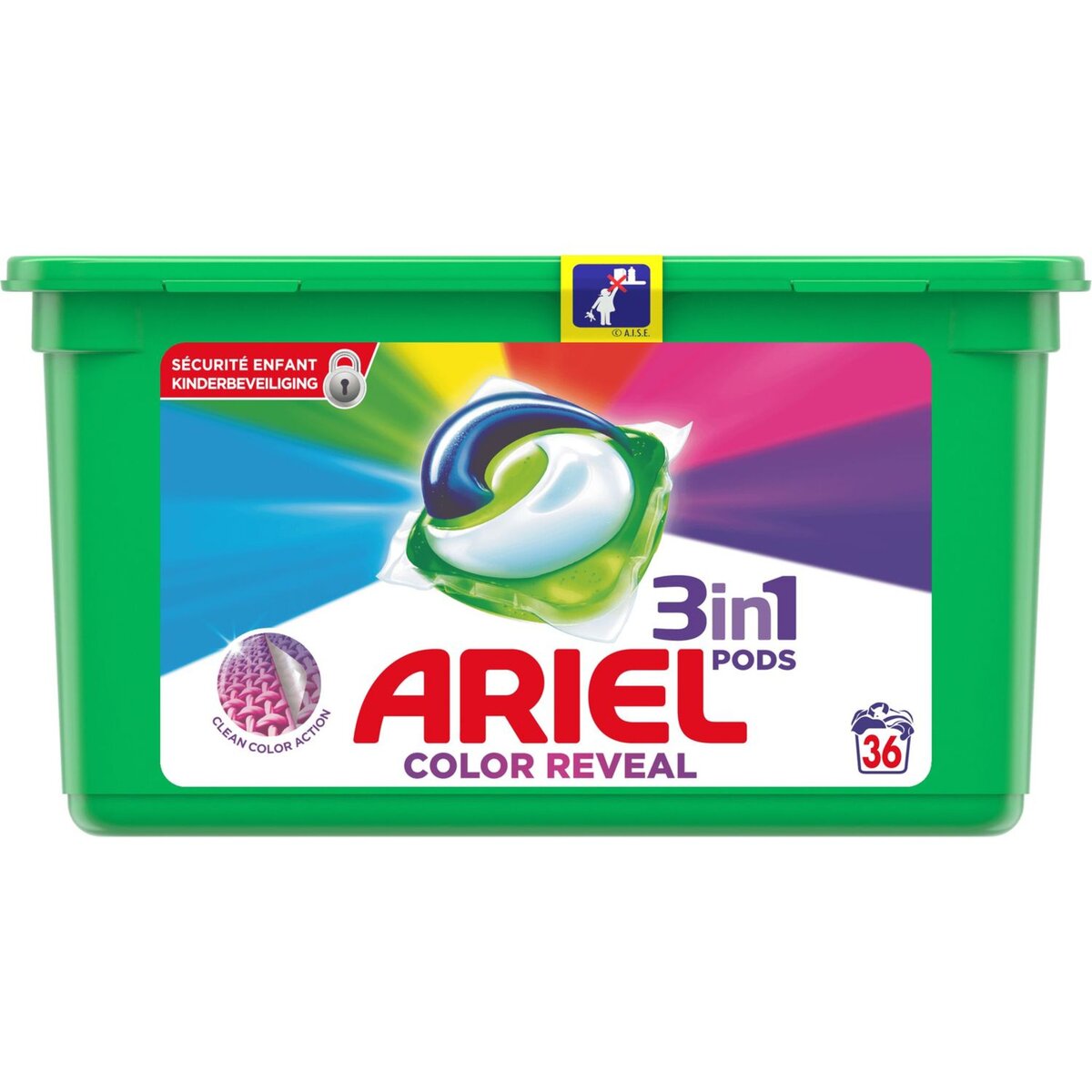 ARIEL Ariel Pods Lessive capsules color reveal 36 lavages 36 lavages 36 capsules