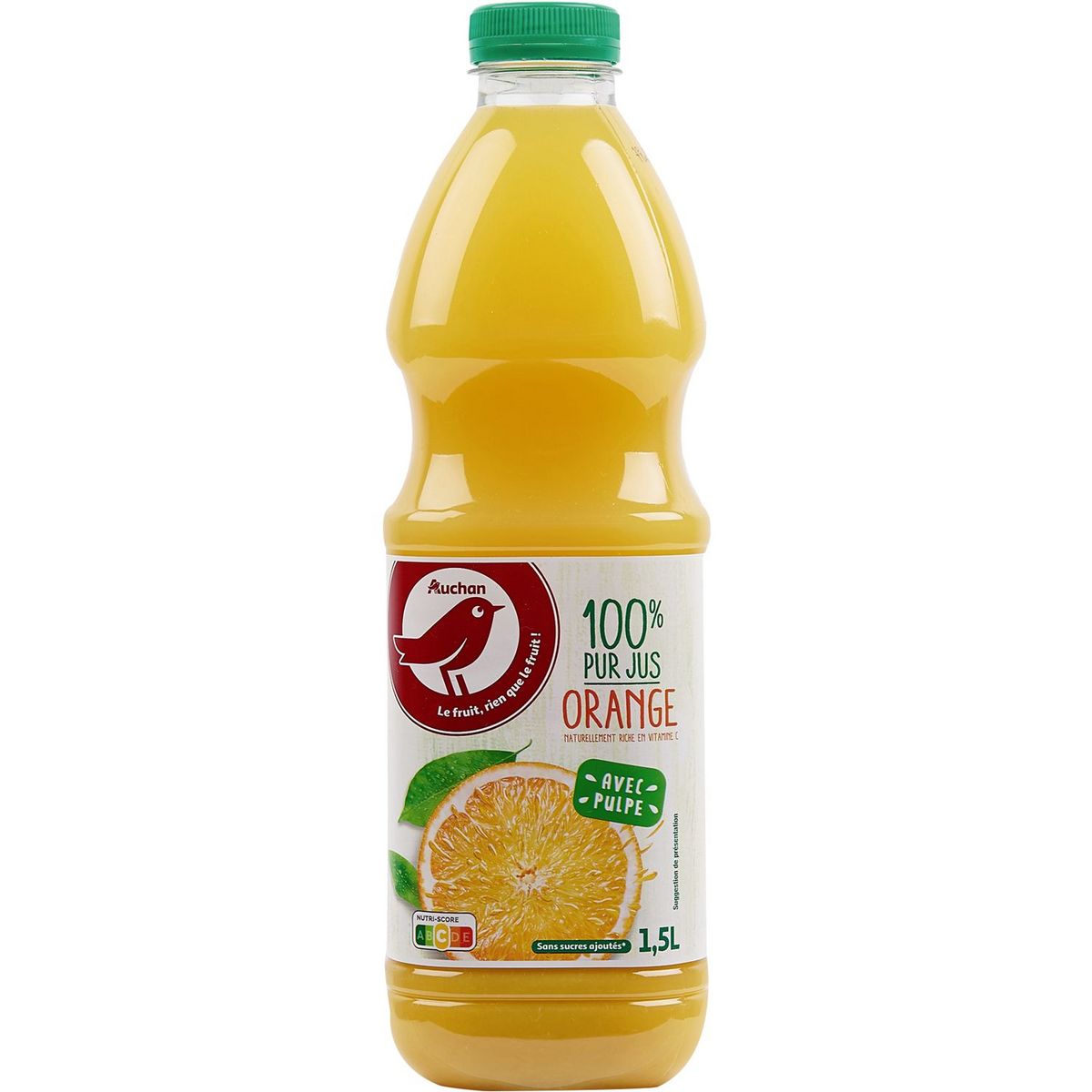 AUCHAN Pur jus d'orange avec pulpe 1,5l