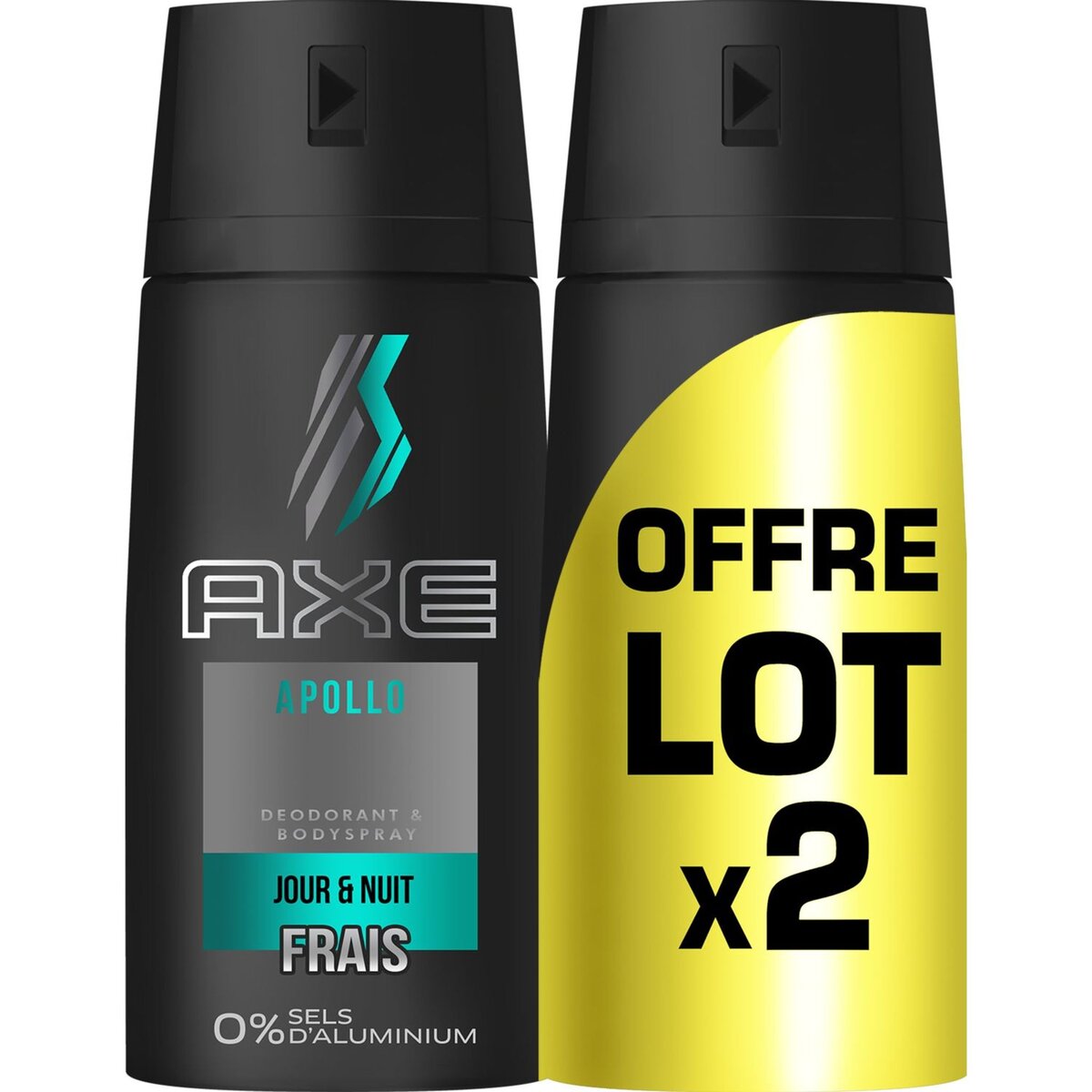 AXE Déodorant spray homme jour & nuit Apollo 2x150ml