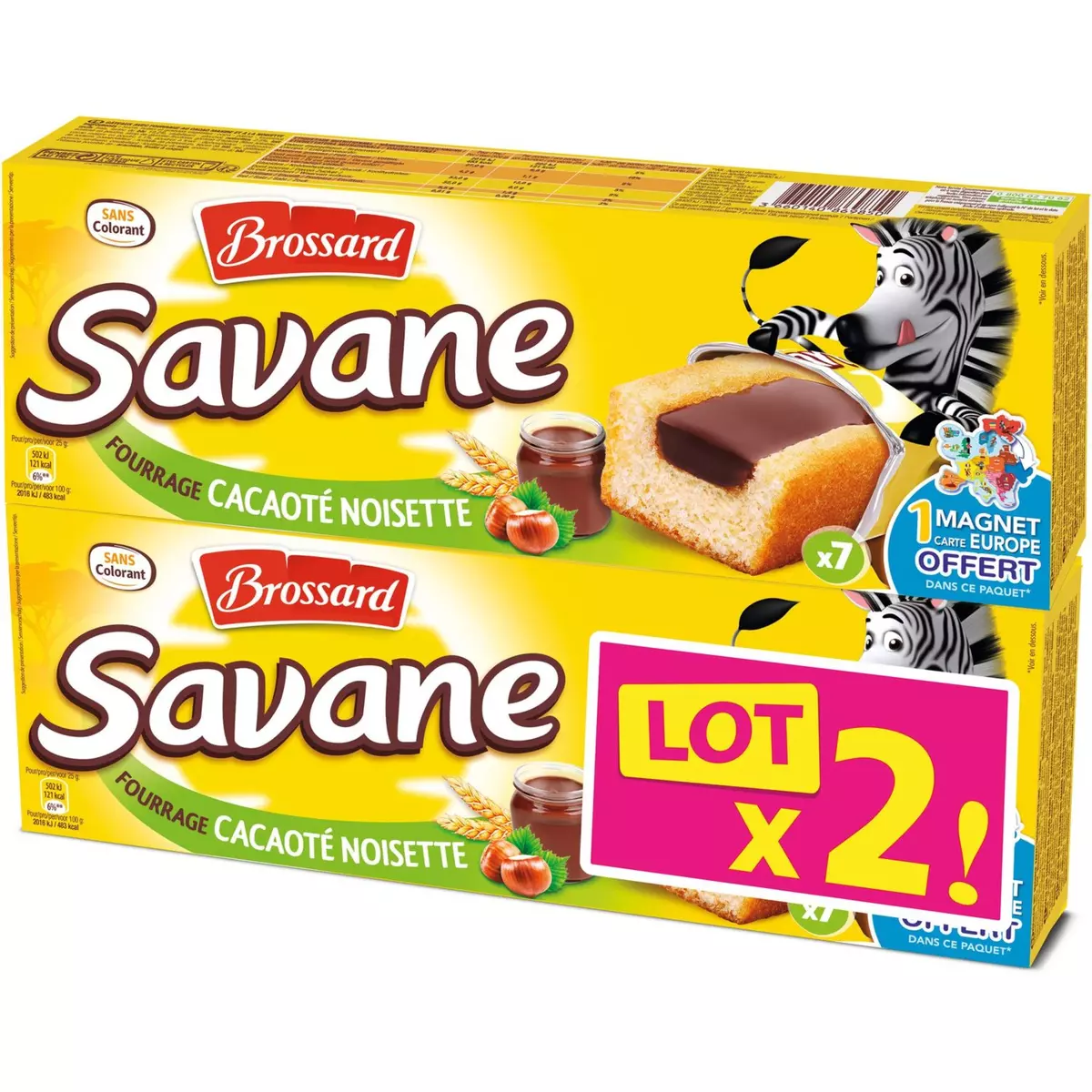 SAVANE Gâteaux pocket fourrage cacao noisettes 2x175g