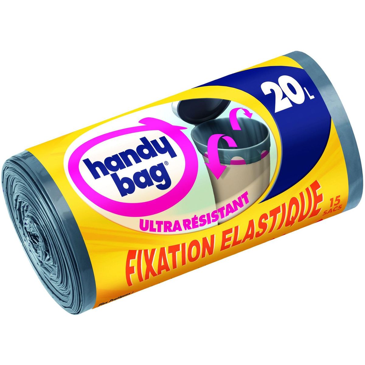 HANDY BAG Sacs poubelle à fixation élastique 20l 15 sacs
