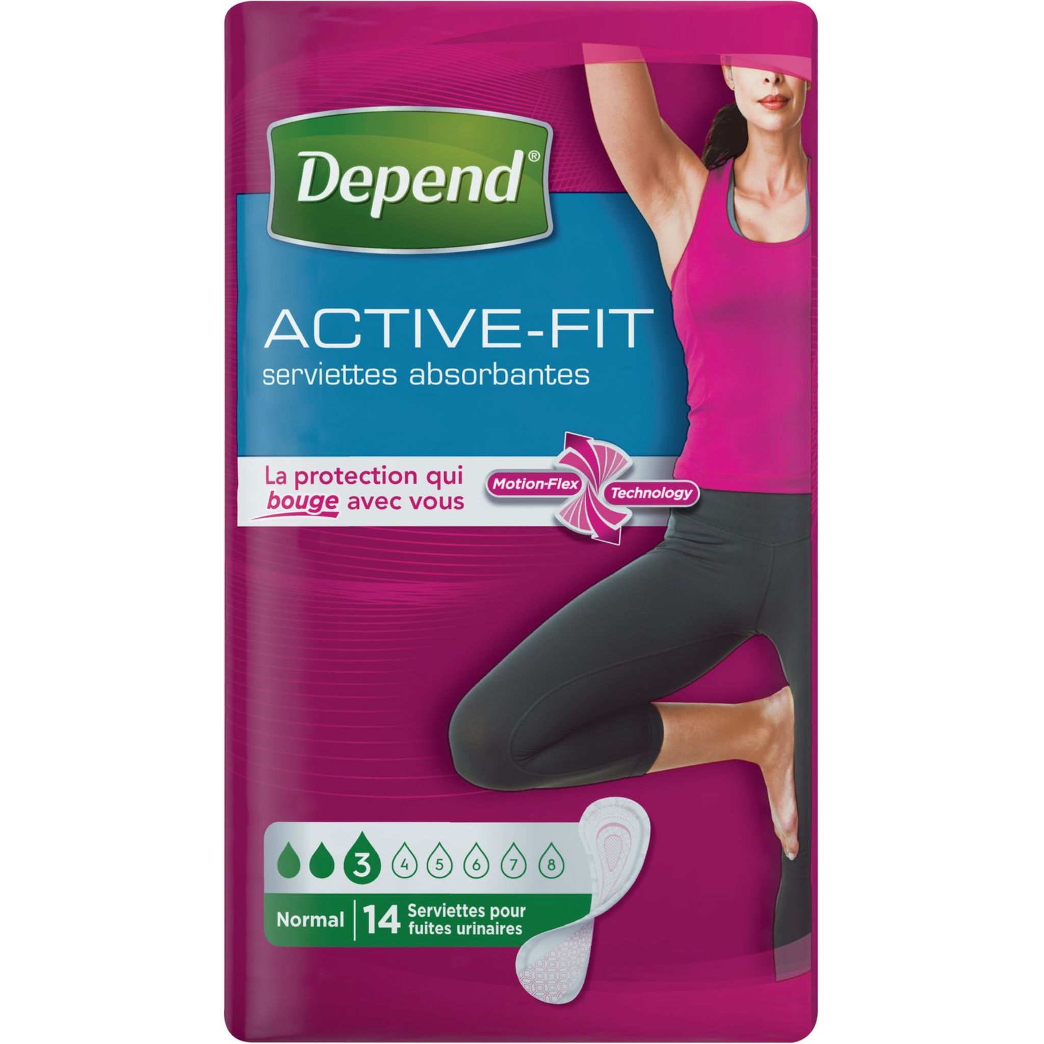 DEPEND Depend incontinence serviette active fit normal x14 pas cher ...