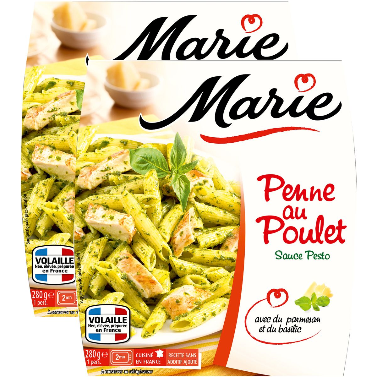 MARIE Penne au poulet sauce pesto 2 parts 2x280g