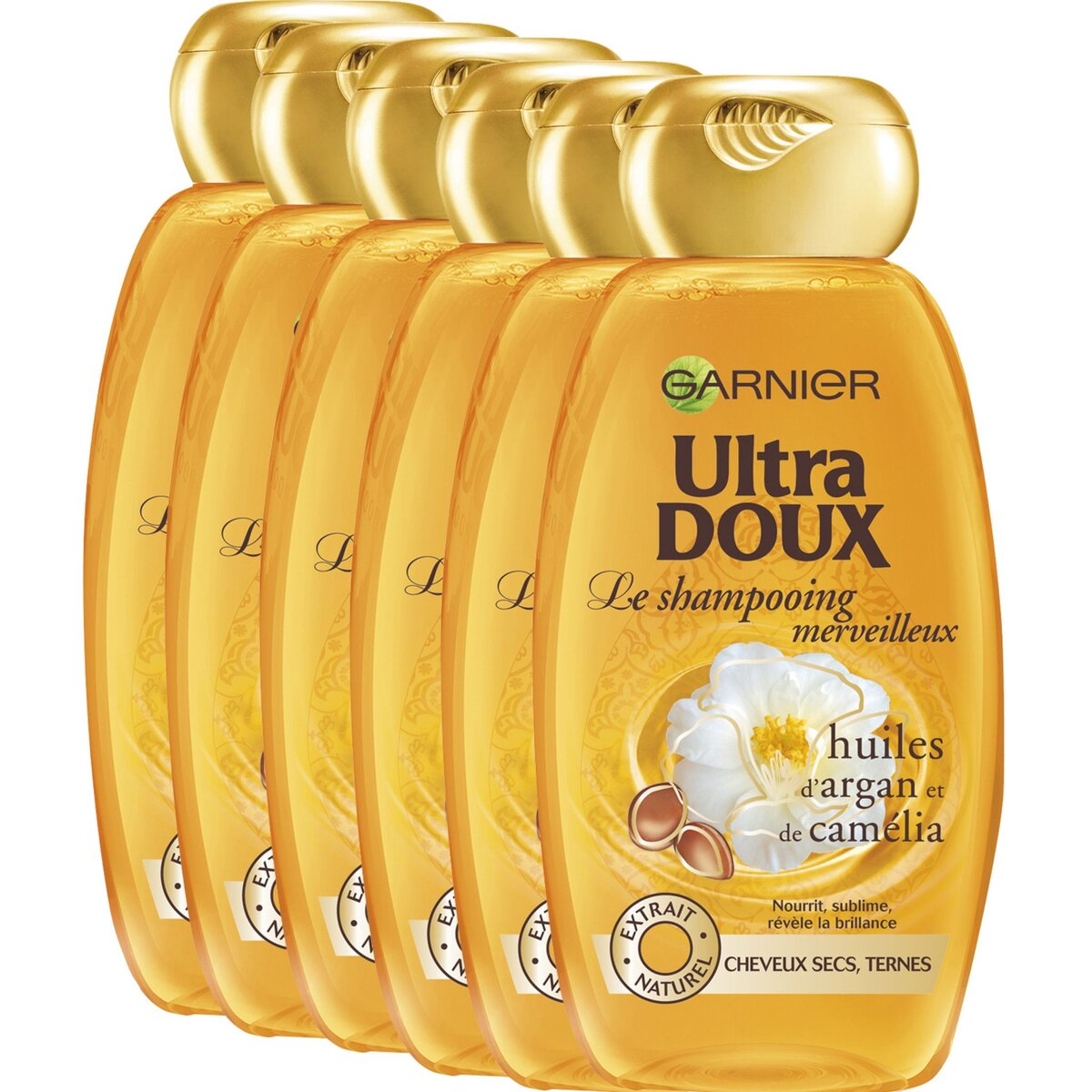 ULTRA DOUX Shampooing argan & camélia cheveux secs, ternes 6x250ml