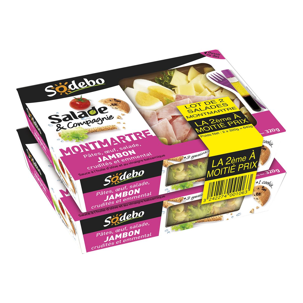 SODEBO Sodebo salade Montmartre 2x320g dont 50% sur le 2ème