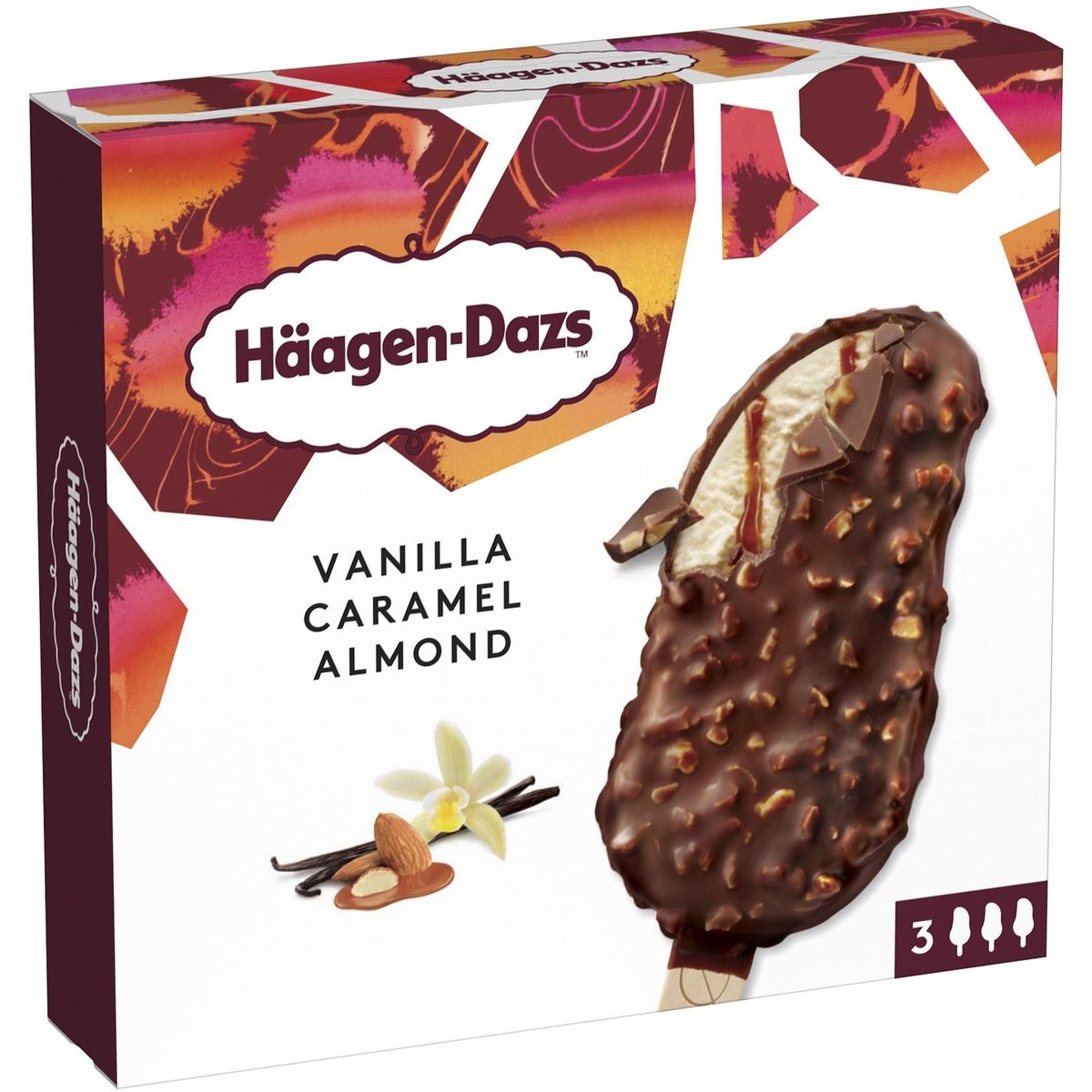 HAAGEN DAZS Häagen-Dazs Bâtonnet glacé à la vanille, caramel et amande 210g 3 batônnets 210g