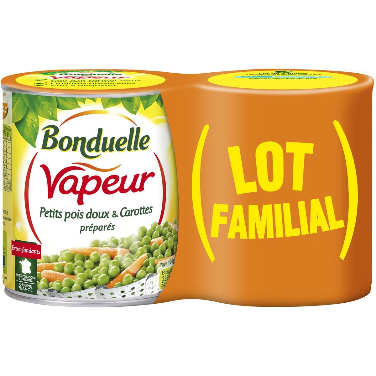 BONDUELLE Bonduelle petits pois carottes à la vapeur 2x530g