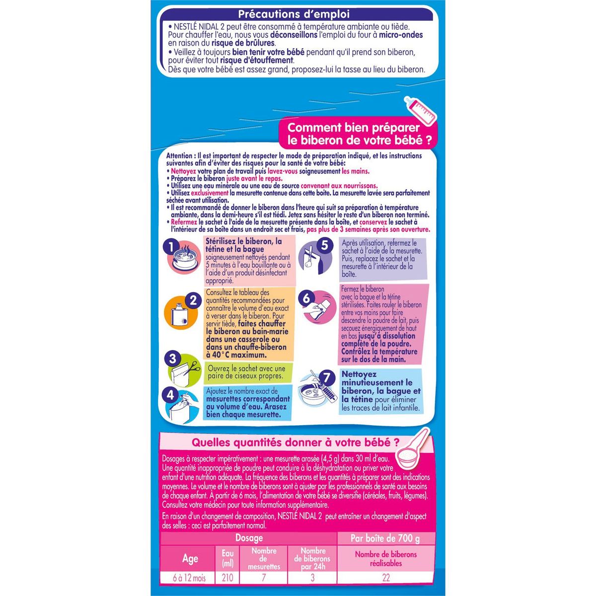 NESTLE Nidal 2 lait 2ème âge en poudre dès 6 mois 2x350g