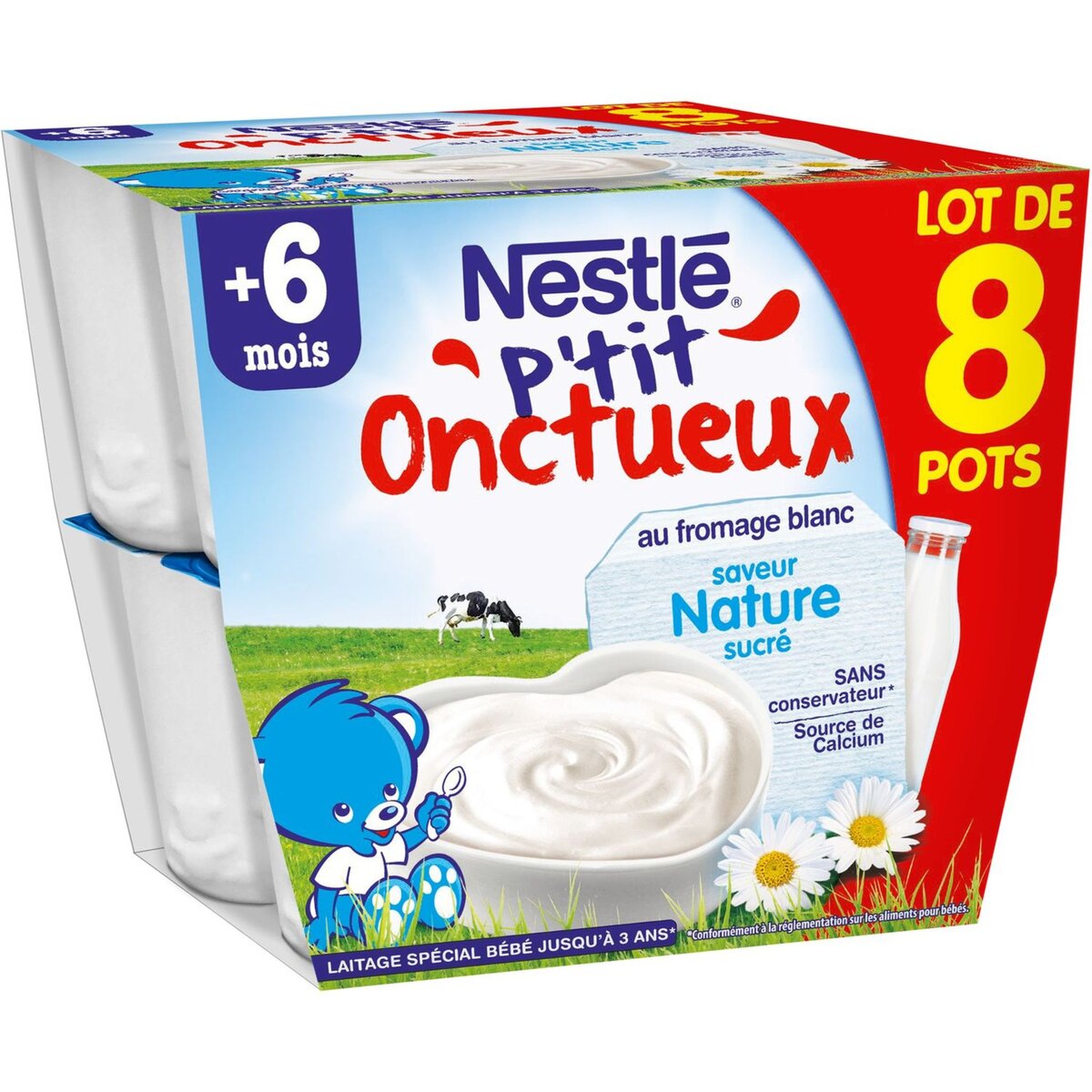 NESTLE Nestlé p'tit onctueux coupelles natures 8x100g
