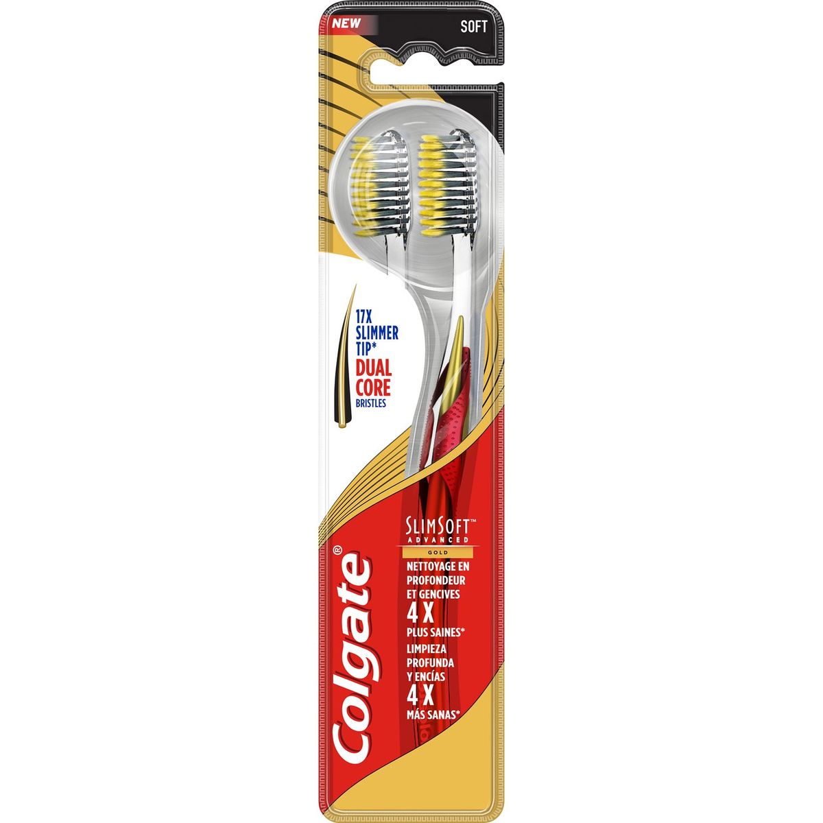 COLGATE Slim Soft brosses à dents souple gold 2 brosses