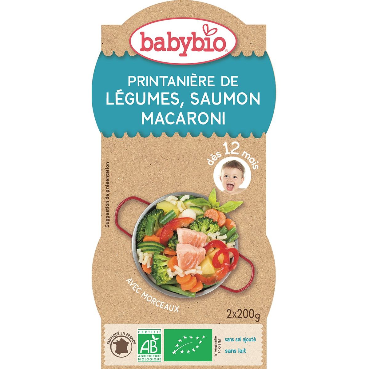 BABYBIO Babybio légumes saumon macaroni 2x200g dès 12 mois