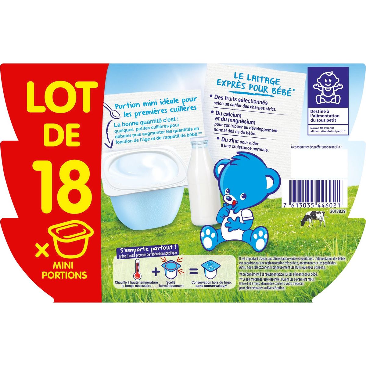 Nestlé ptit brassé nature abricot poire 18x60g dès 4/6mois