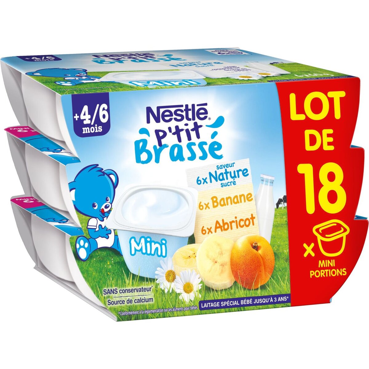 NESTLE Nestlé ptit brassé nature abricot banane 18x60g dès 4/6mois