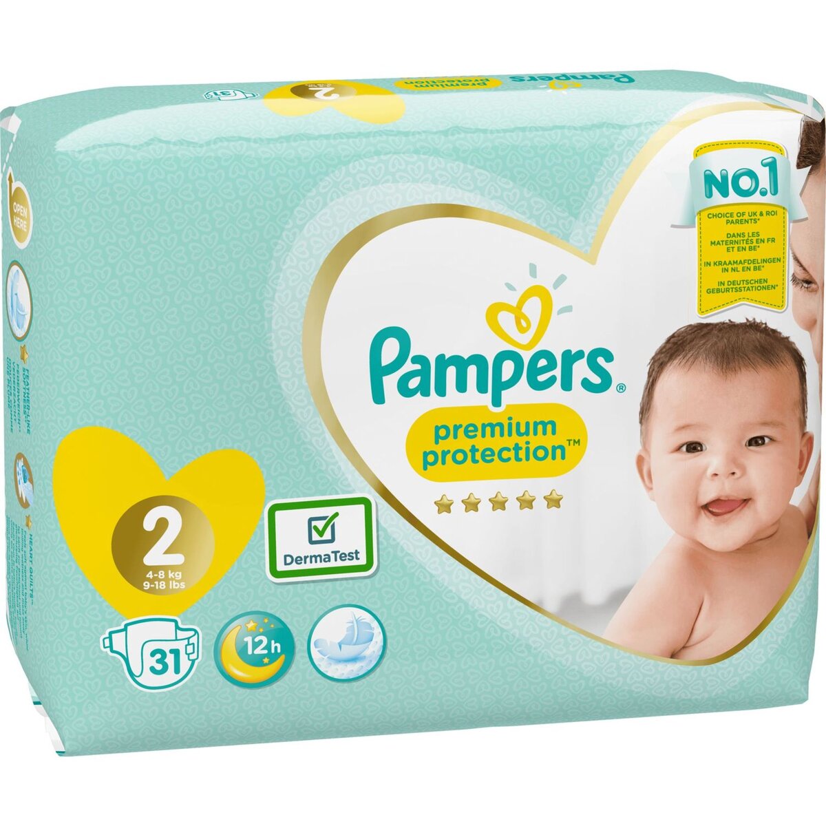 Pampers Couches Taille 2 (4-8 kg), Premium Protection, 240 Couches