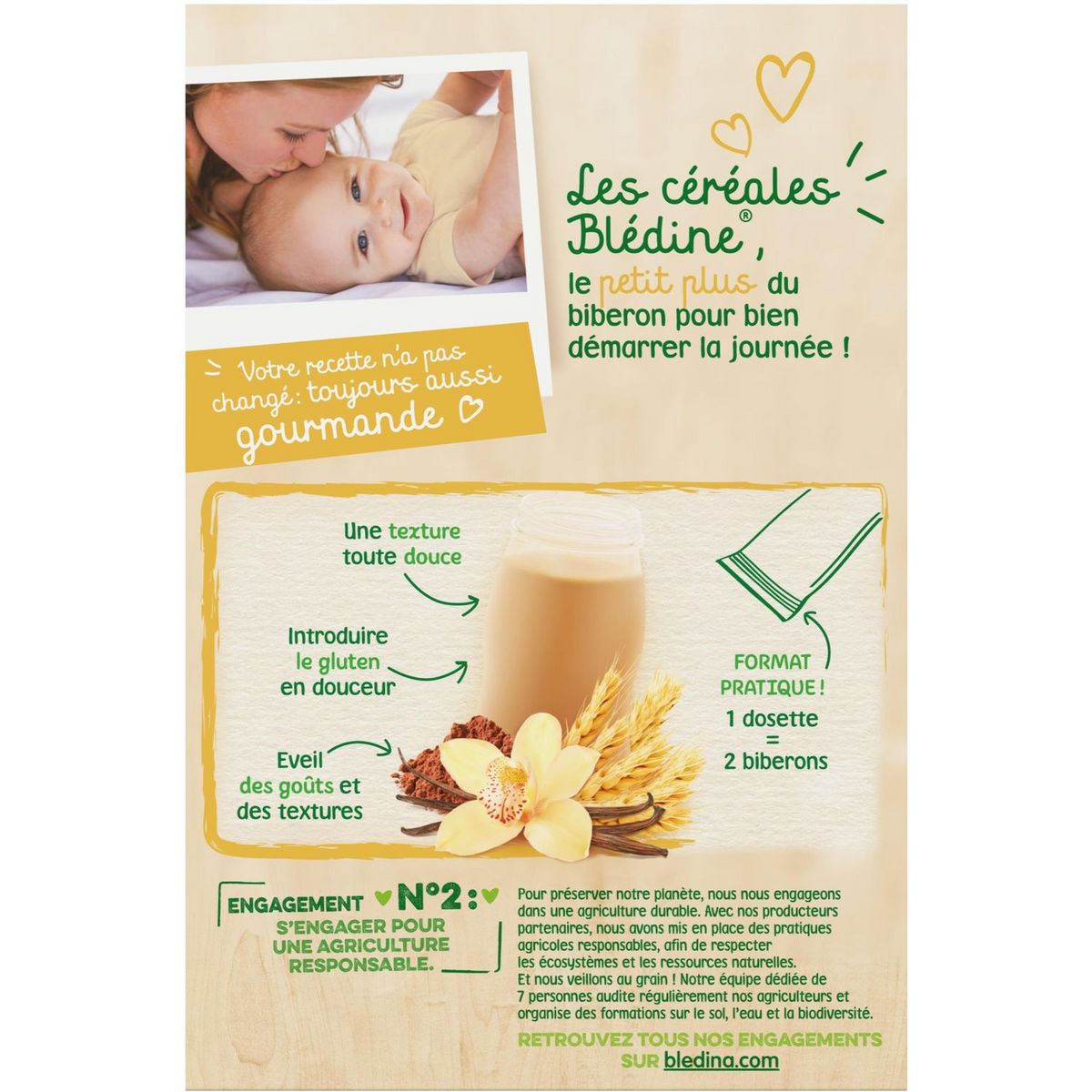 BLEDINA Blédine Dosettes vanille cacao en poudre 240g dès 6 mois