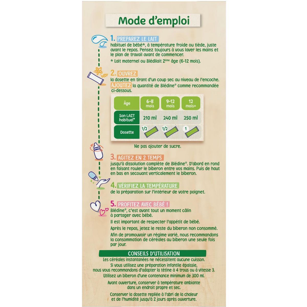 BLEDINA Blédine Dosettes vanille cacao en poudre 240g dès 6 mois