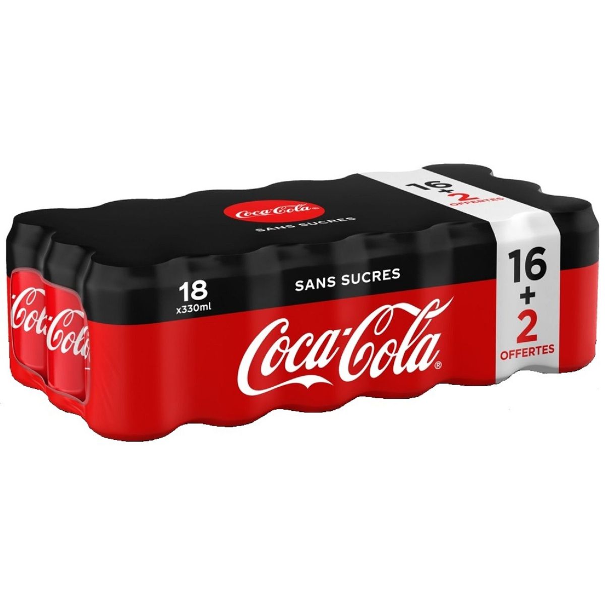 COCA-COLA Zéro Boisson gazeuse aux extraits végétaux boîtes +2 offerts 16x33cl