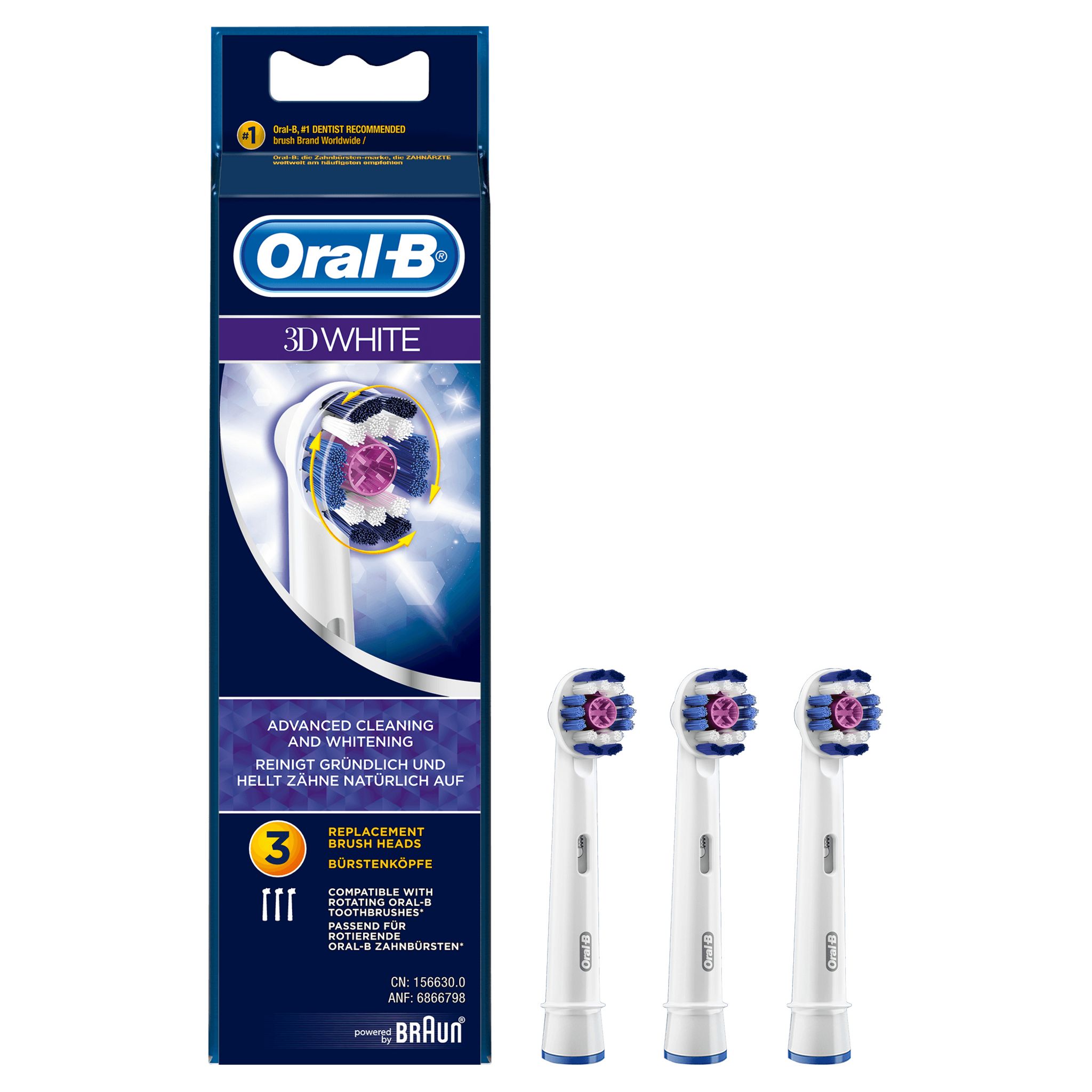 Voir la diapositive 9 : BRAUN accessoires electromenager EB18X3 WHITE Lot de 3 Brossettes 3D White Oral-B