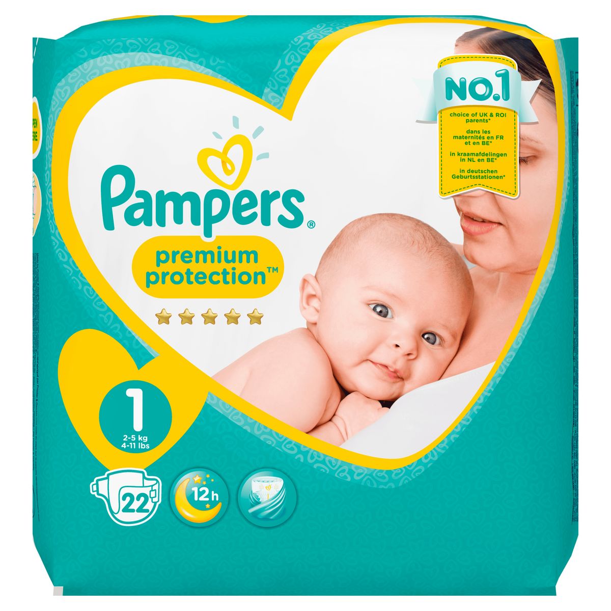 PAMPERS Premium protection couches taille 1 (2-5kg) 22 couches