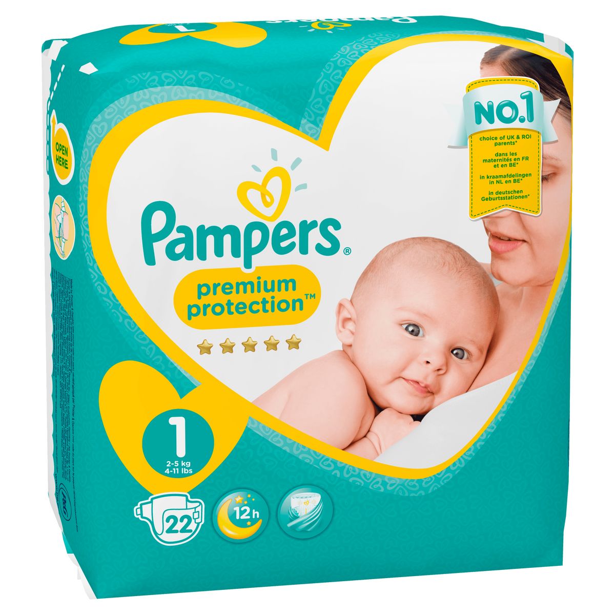 PAMPERS Premium protection couches taille 1 (2-5kg) 22 couches
