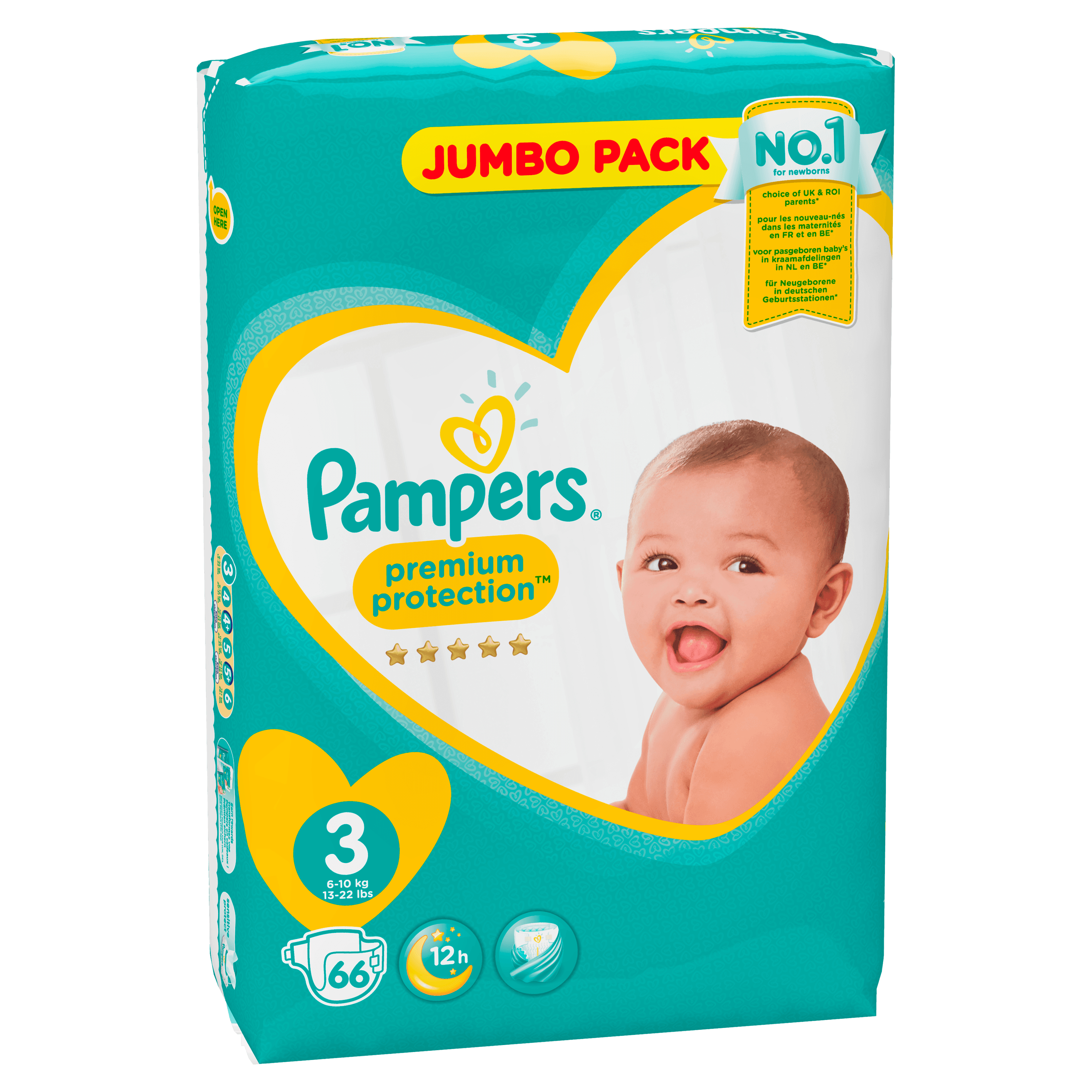 Voir la diapositive 4 : PAMPERS Premium protection couches taille 3 (6-10kg) 66 couches