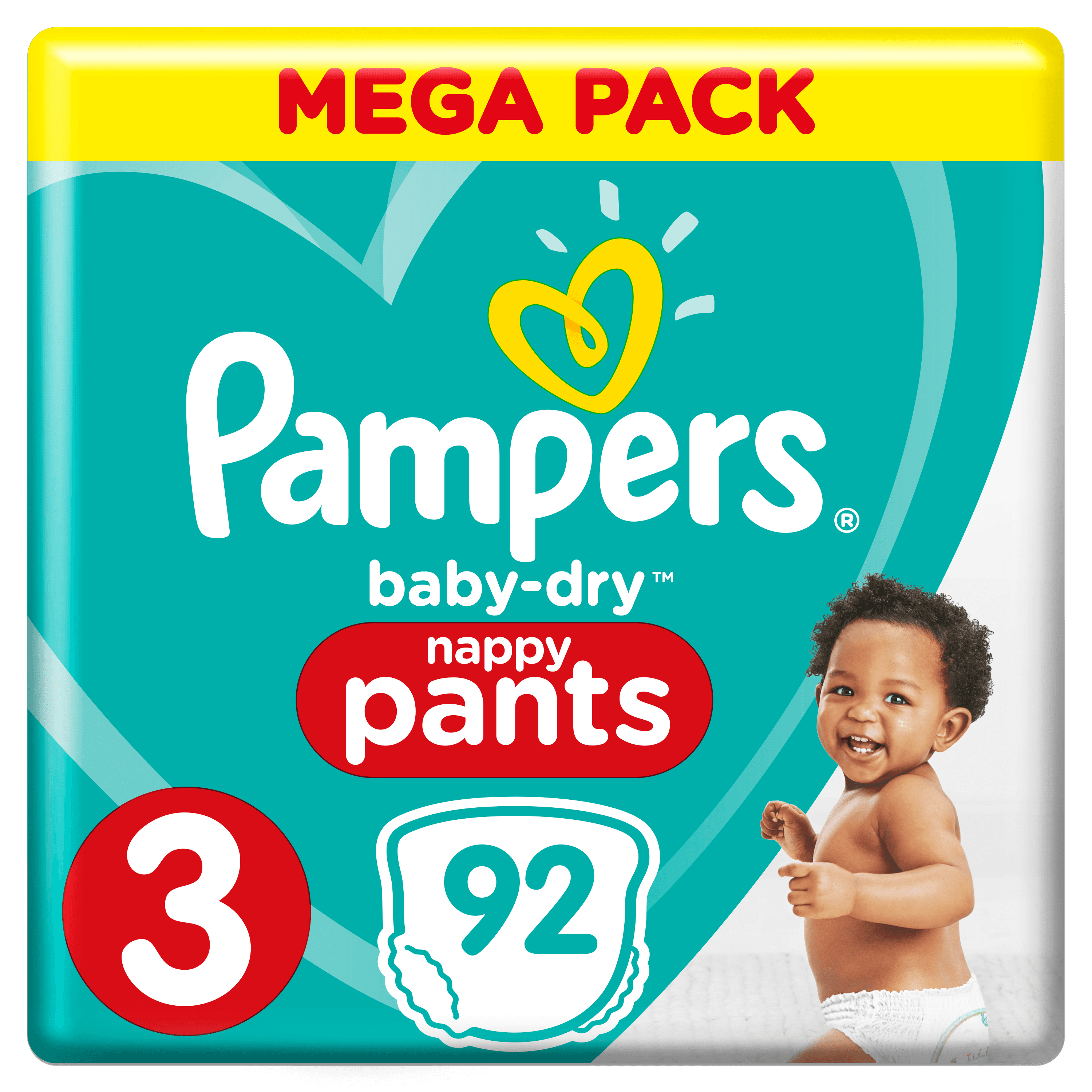 Voir la diapositive 3 : PAMPERS Baby-dry pants culottes taille 3 (6-11kg) 92 couches