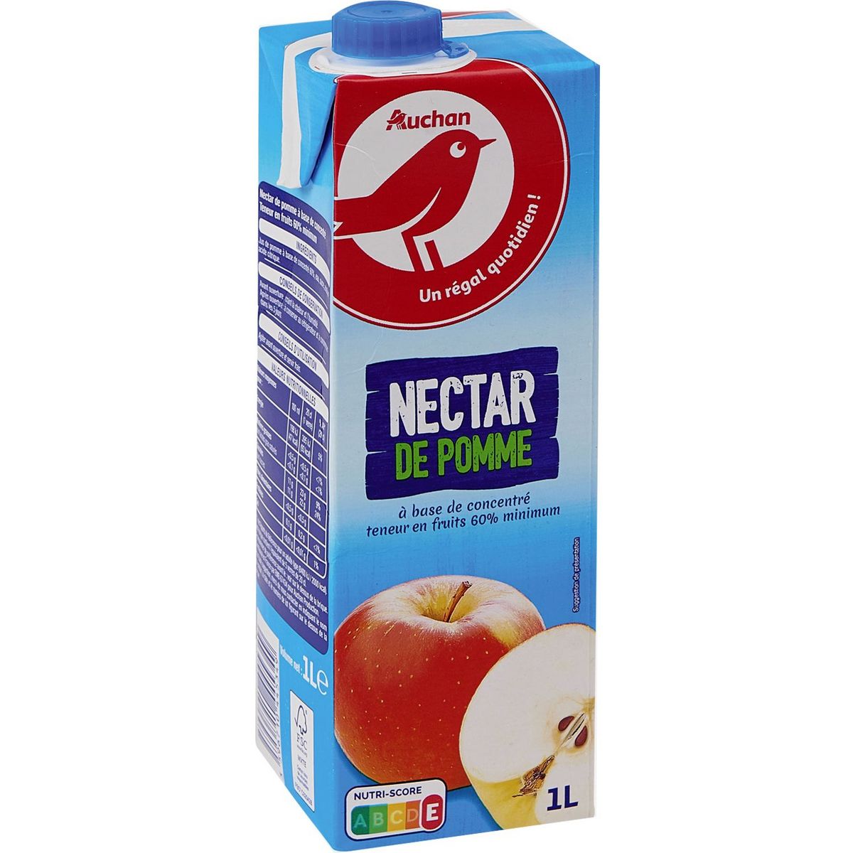 AUCHAN Nectar de pomme à base de concentré brique 1l
