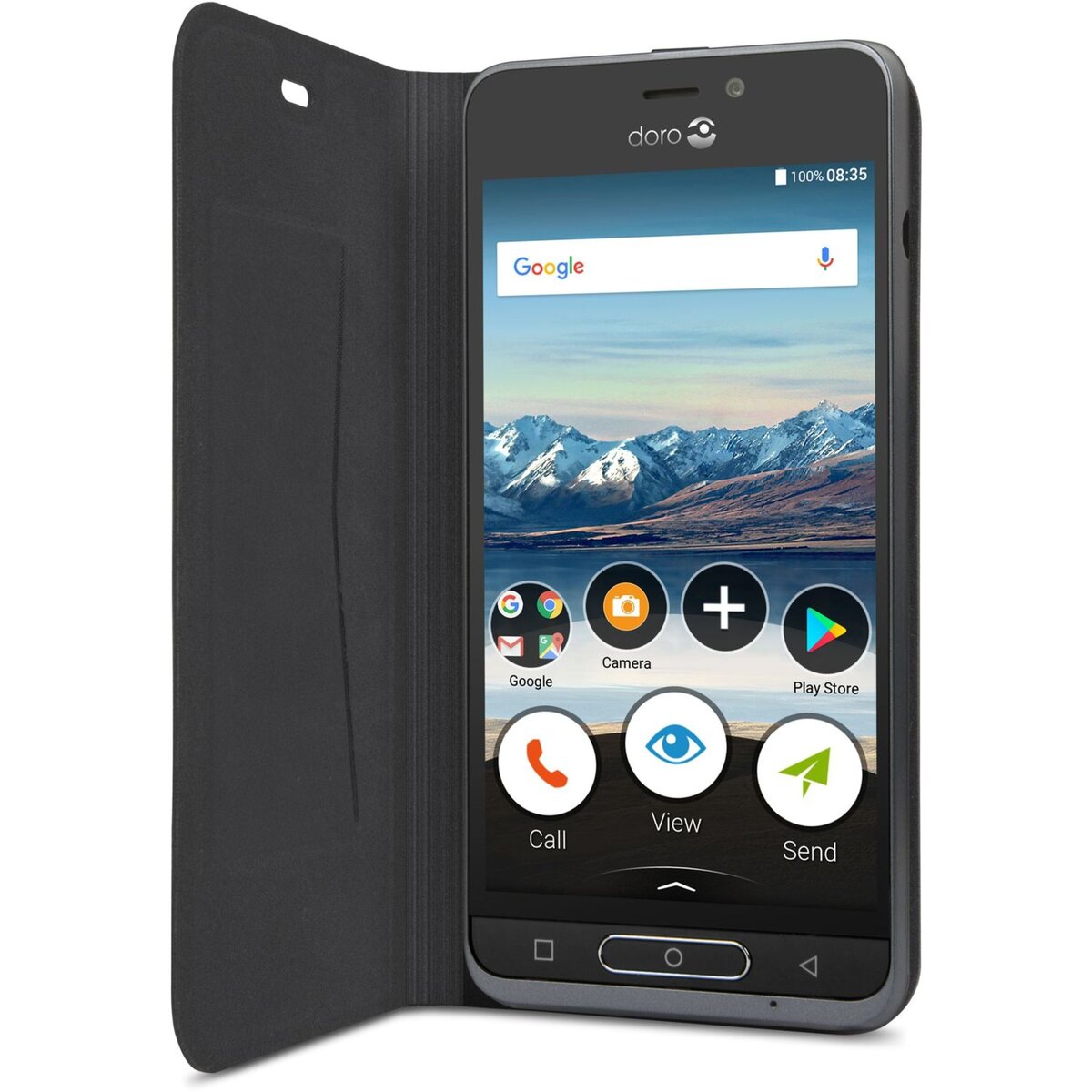DORO Smartphone - 8035 + Flip Cover - 16 Go - 5 pouces - Noir - 4G