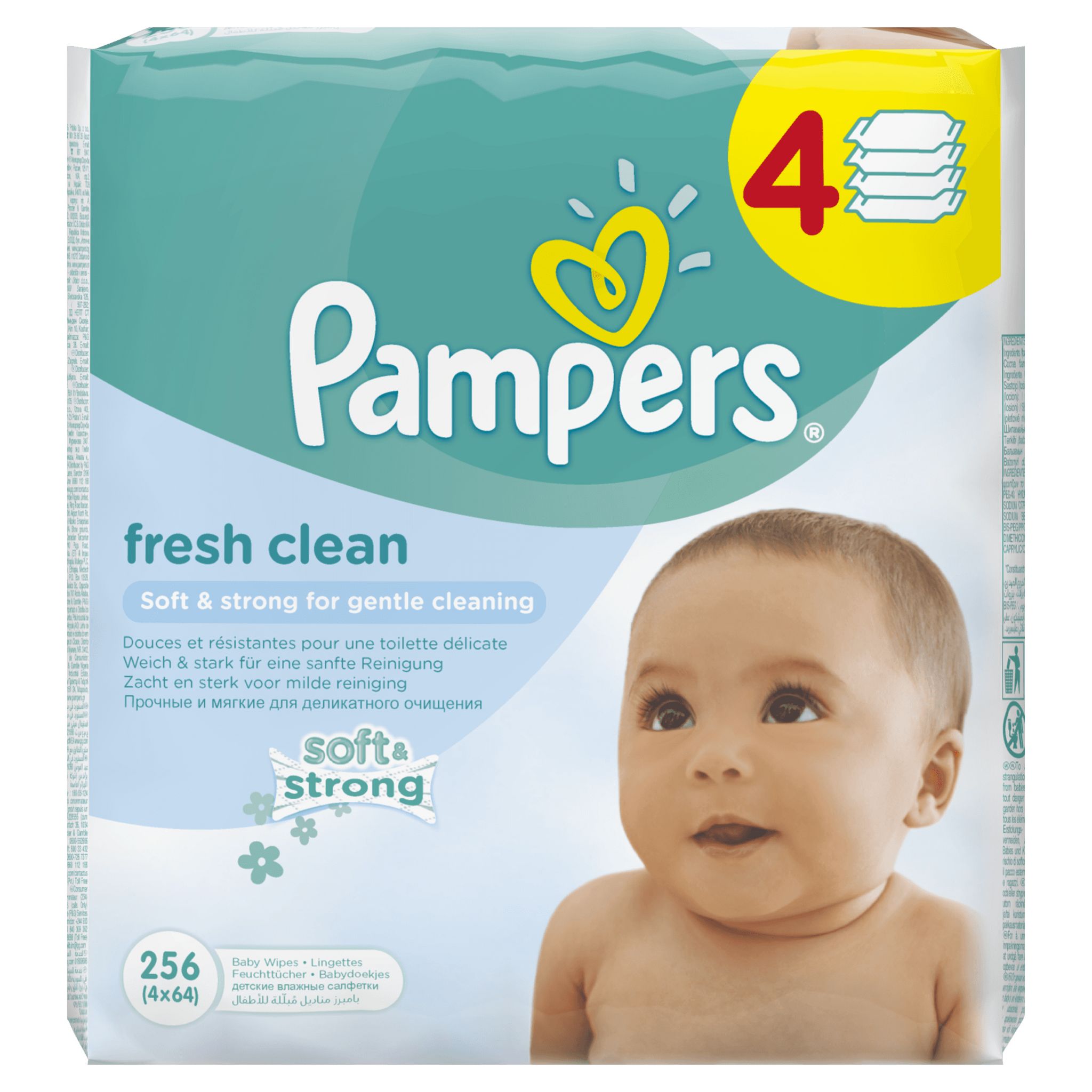 Voir la diapositive 9 : PAMPERS Pampers Fresh clean lingettes nettoyantes pour bébé x256 256 lingettes