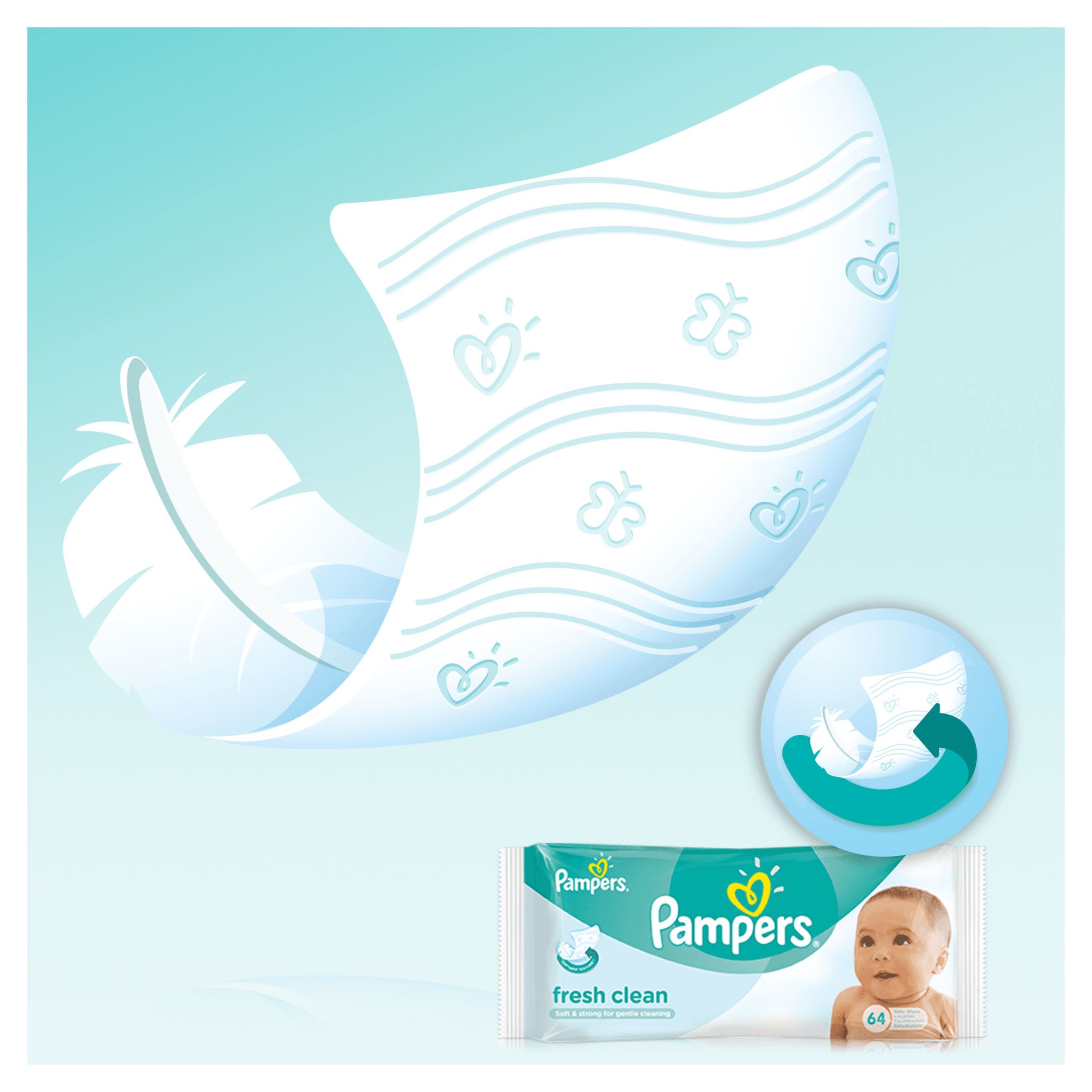 Voir la diapositive 5 : PAMPERS Pampers Fresh clean lingettes nettoyantes pour bébé x256 256 lingettes