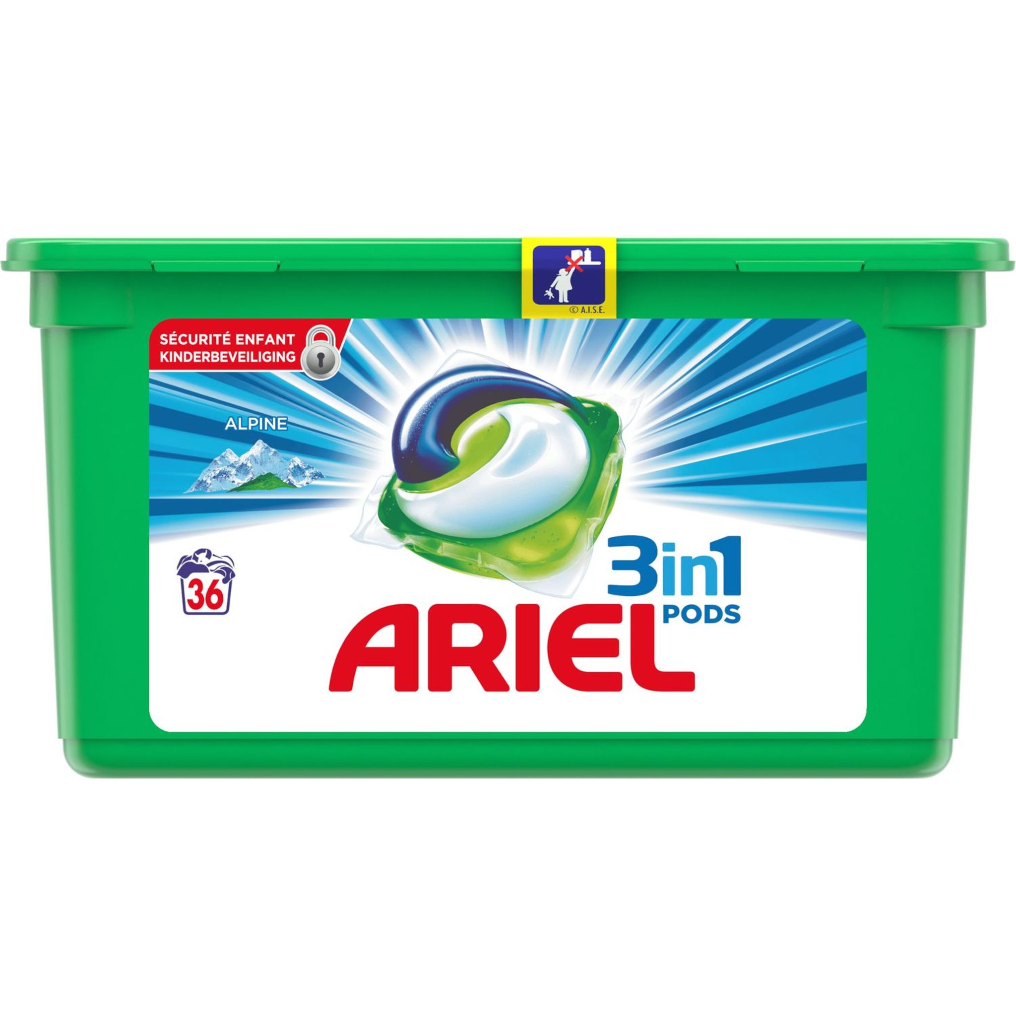 ARIEL Ariel Pods Lessive capsules alpine 36 lavages 36 lavages 36 capsules