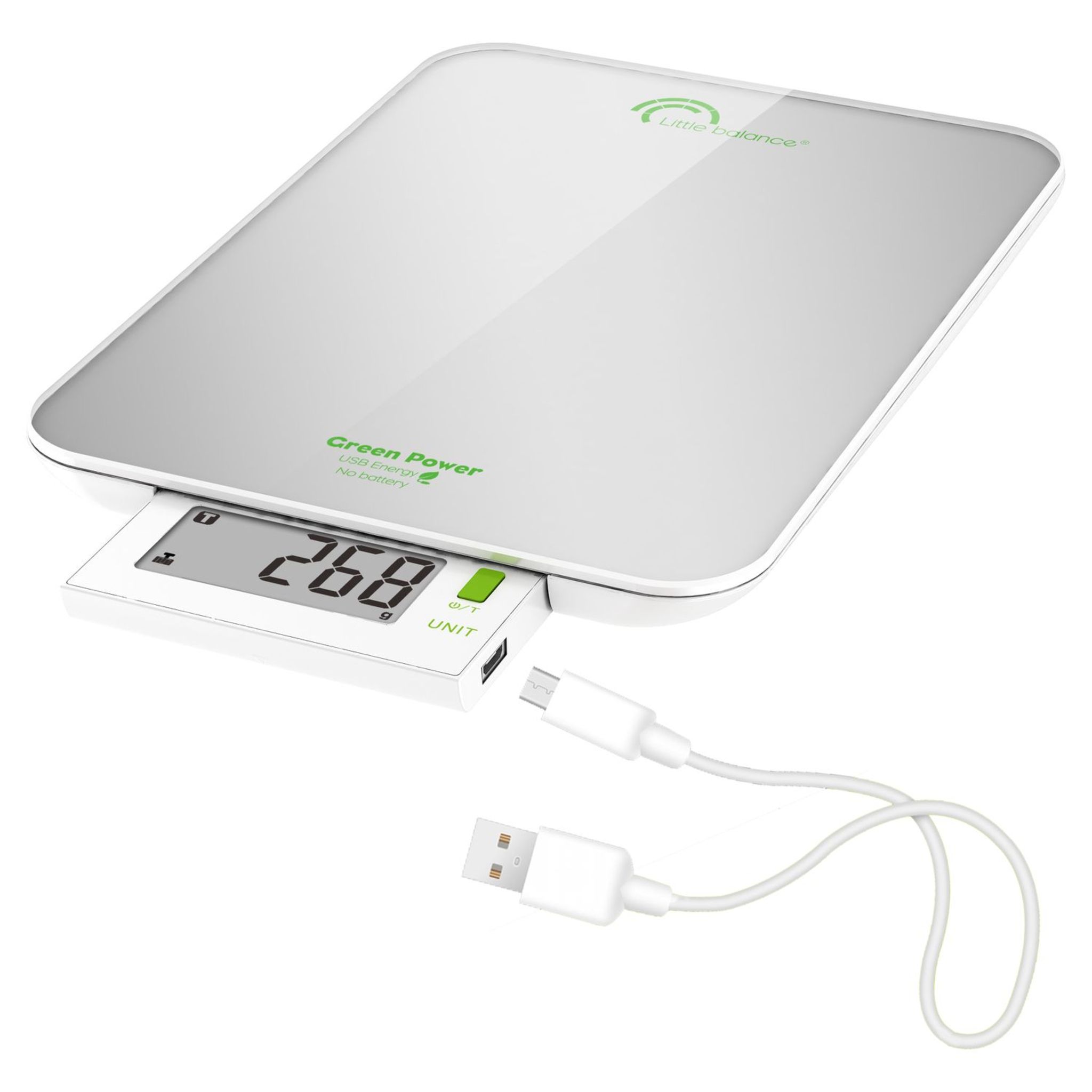 Voir la diapositive 2 : LITTLE BALANCE Balance de cuisine sans pile rechargeable par câble USB - 8183