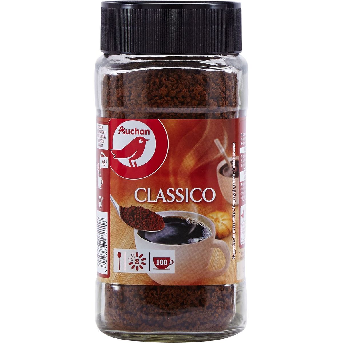 AUCHAN Café soluble classico intensité 8 200g