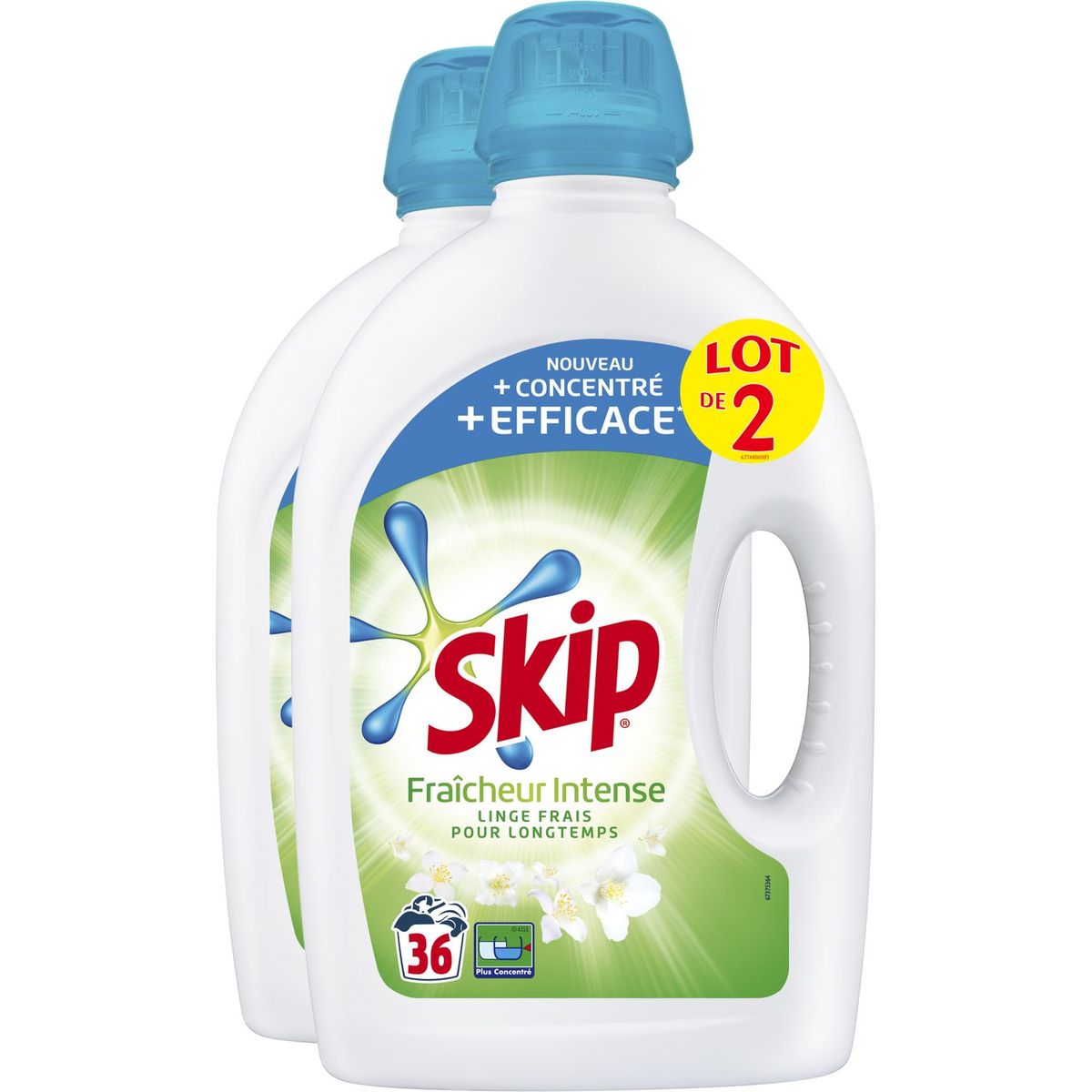 SKIP Skip Lessive liquide fraîcheur intense 72 lavages 2x1,8l 72 lavages 2x1,8l