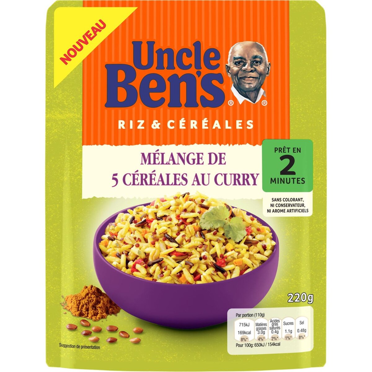 Uncle Ben’s Riz micro-ondes curry & légumes 2mn UNCLE BEN'S 220g