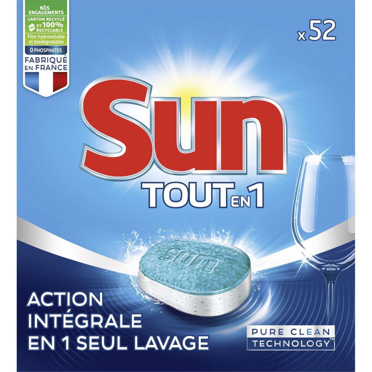 SUN Tablettes lave-vaisselle tout en 1 52 pastilles