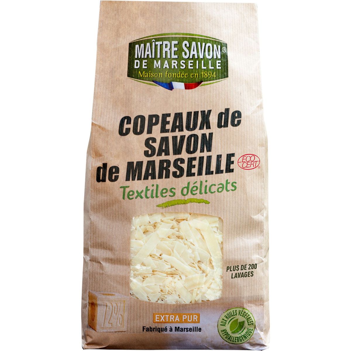 MAITRE SAVON Copeaux de savon de Marseille écologiques textiles délicats 750g