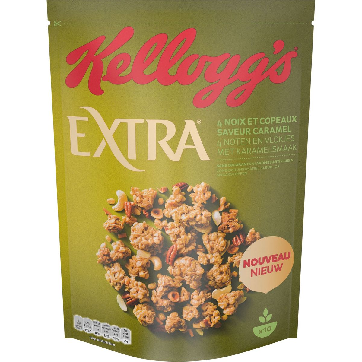 EXTRA Céréales 4 noix et copeaux saveur caramel 450g