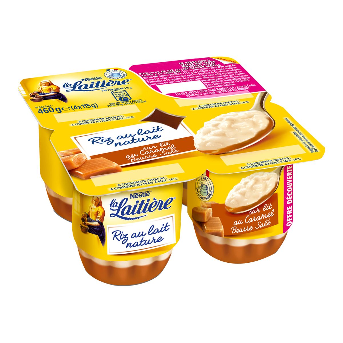 LA LAITIERE La Laitière riz au lait caramel 4x115g offre découverte