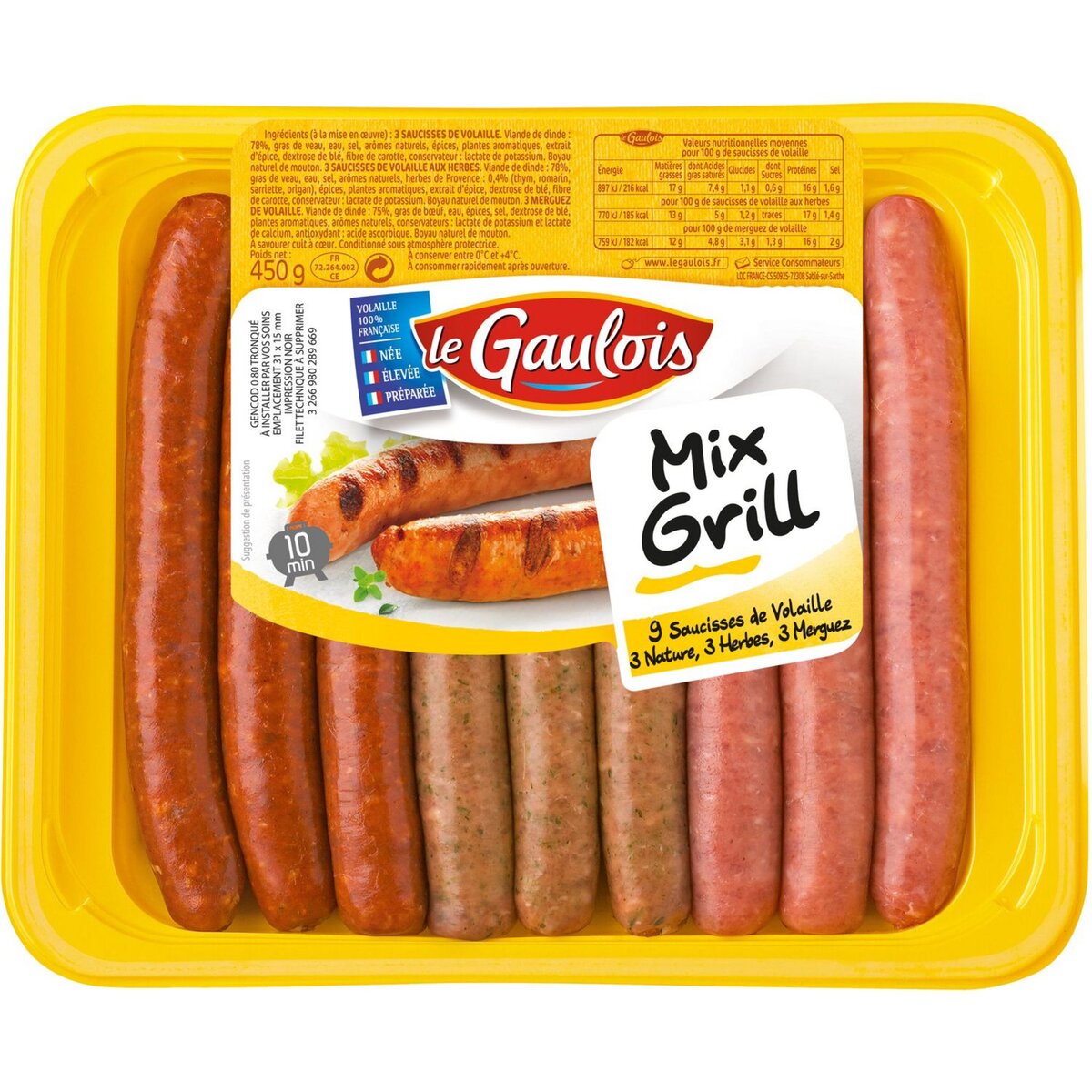 LE GAULOIS Le Gaulois saucisses mix grillade -450g